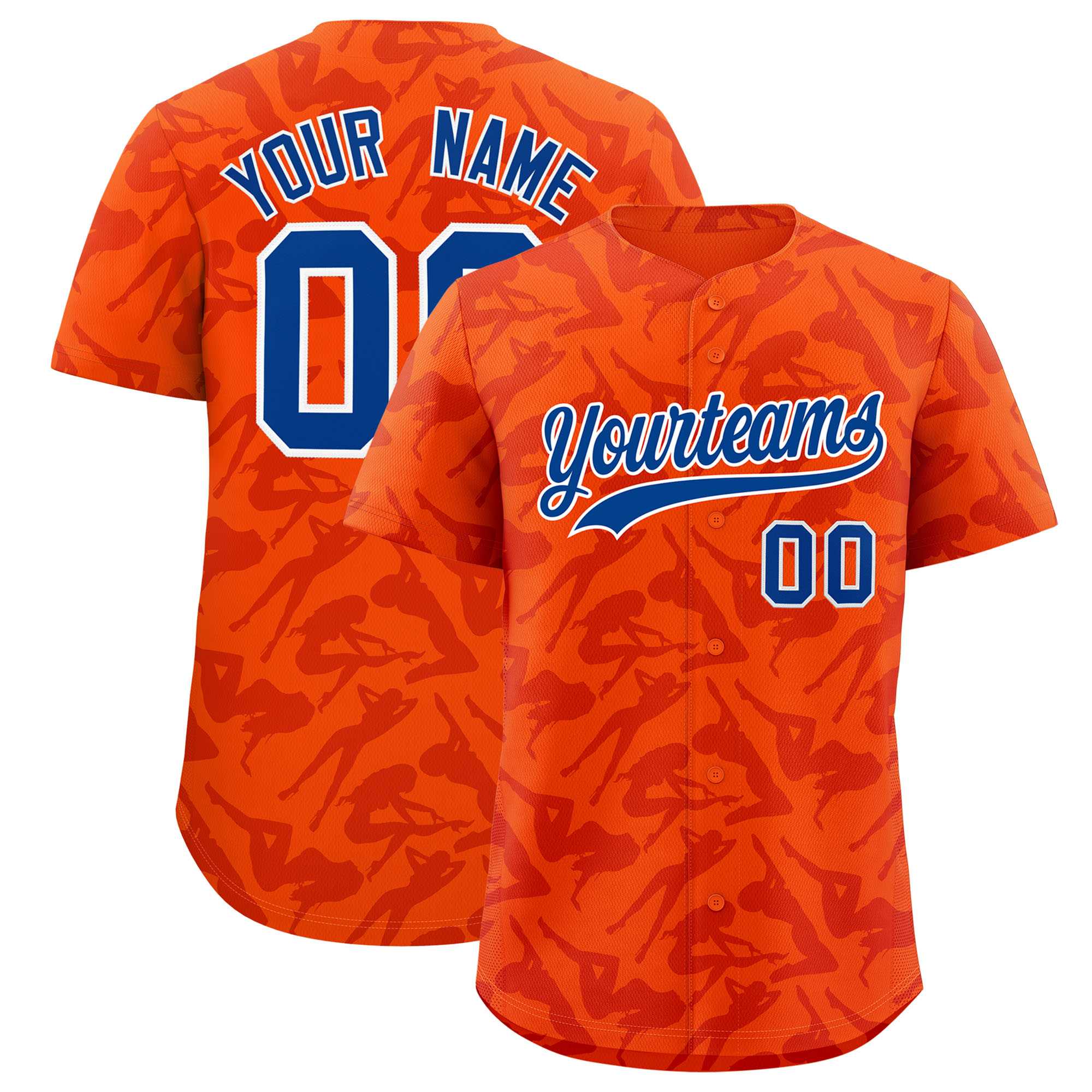 Custom Orange Red Playboy Graffiti Pattern Authentic Baseball Jersey