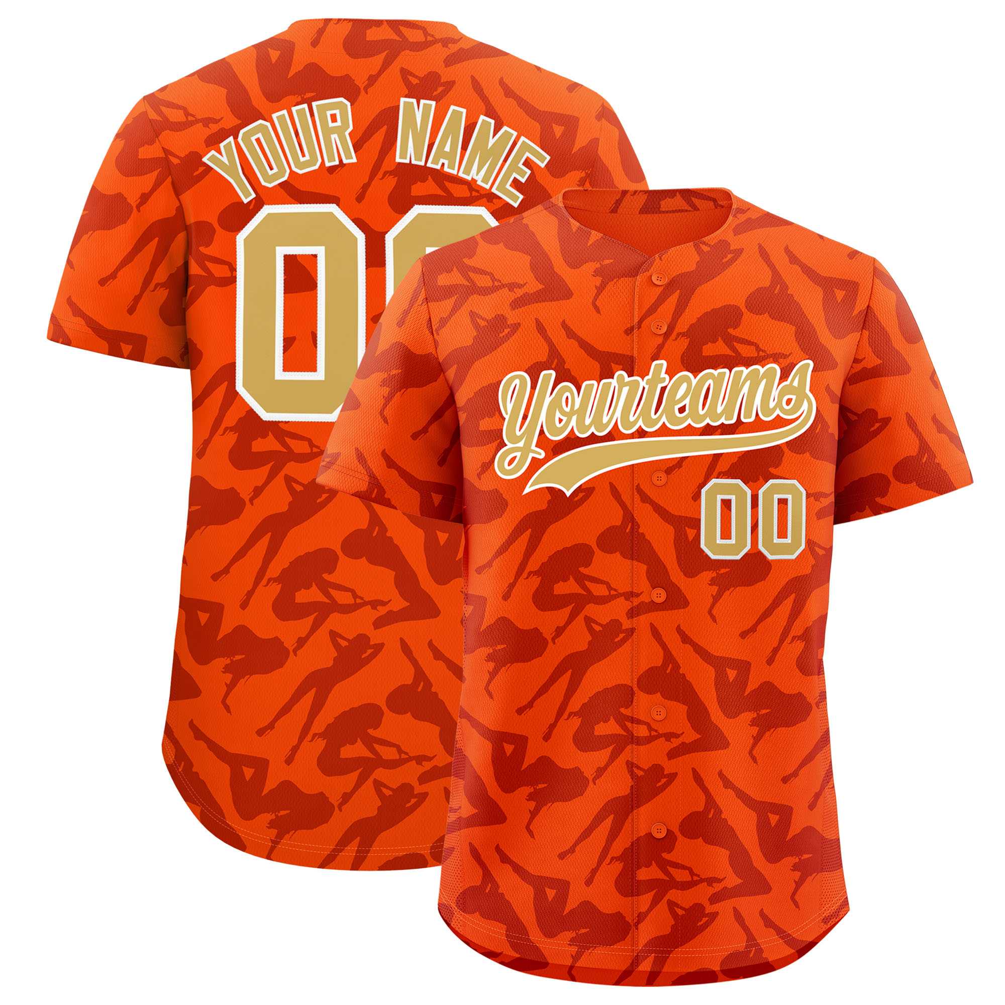 Custom Orange Crimson Playboy Graffiti Pattern Authentic Baseball Jersey