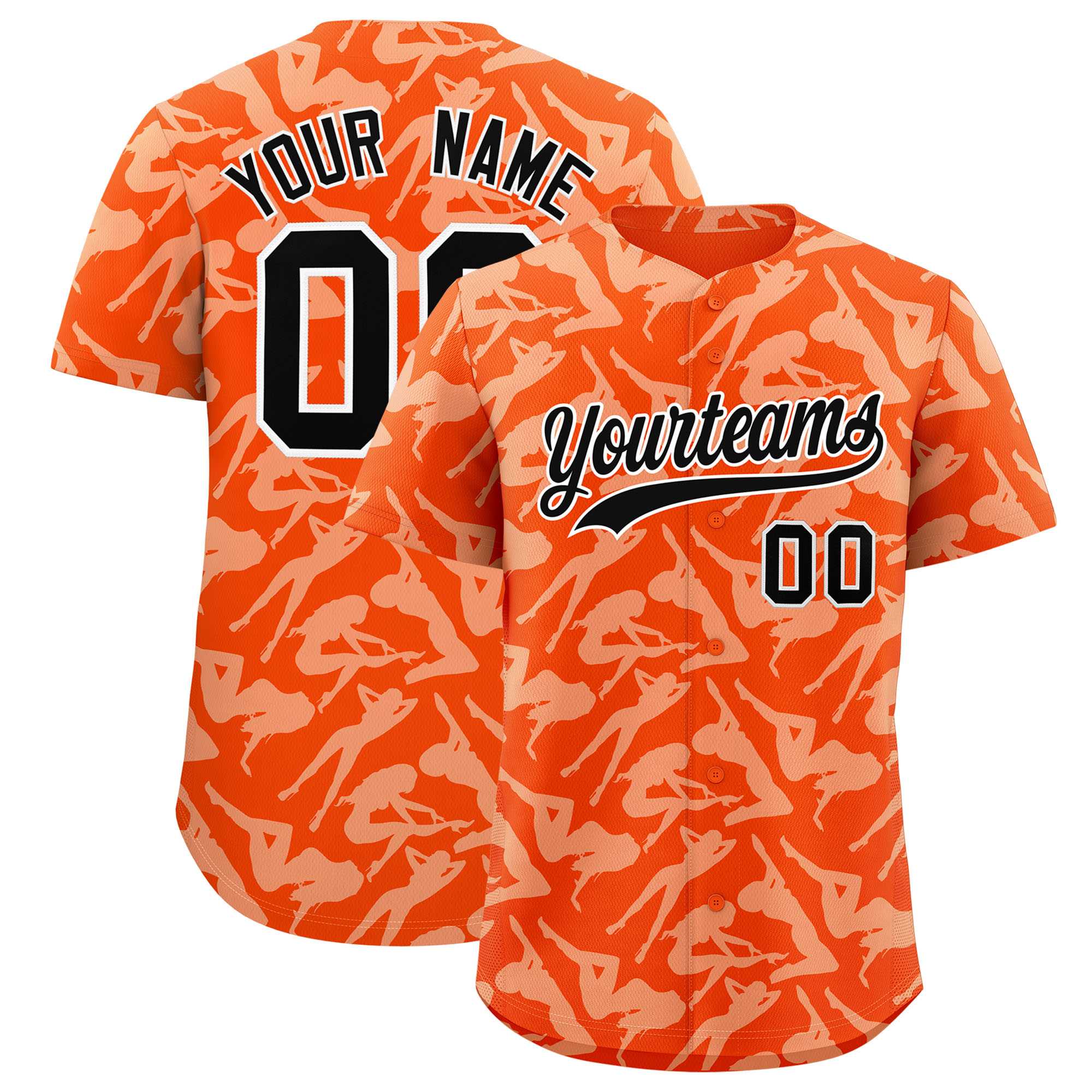 Custom Orange White Playboy Graffiti Pattern Authentic Baseball Jersey