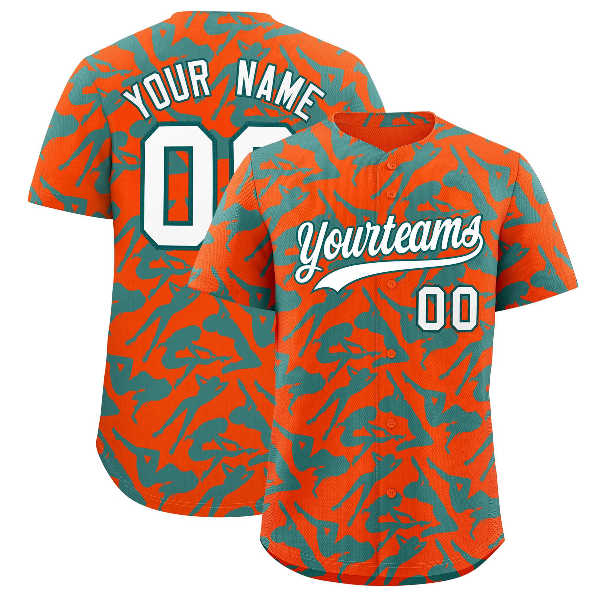 Custom Orange Aqua Playboy Graffiti Pattern Authentic Baseball Jersey