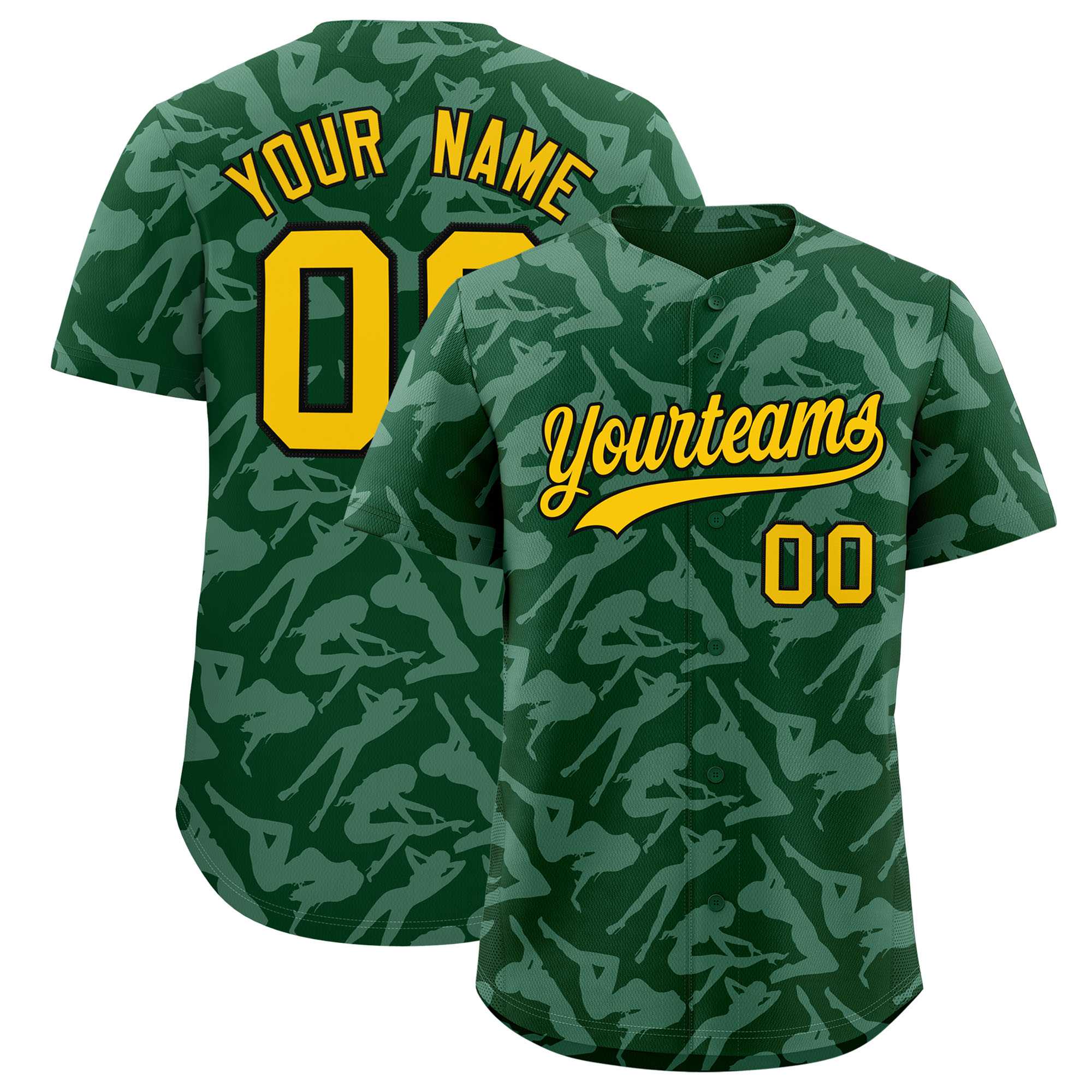 Custom Green White Playboy Graffiti Pattern Authentic Baseball Jersey