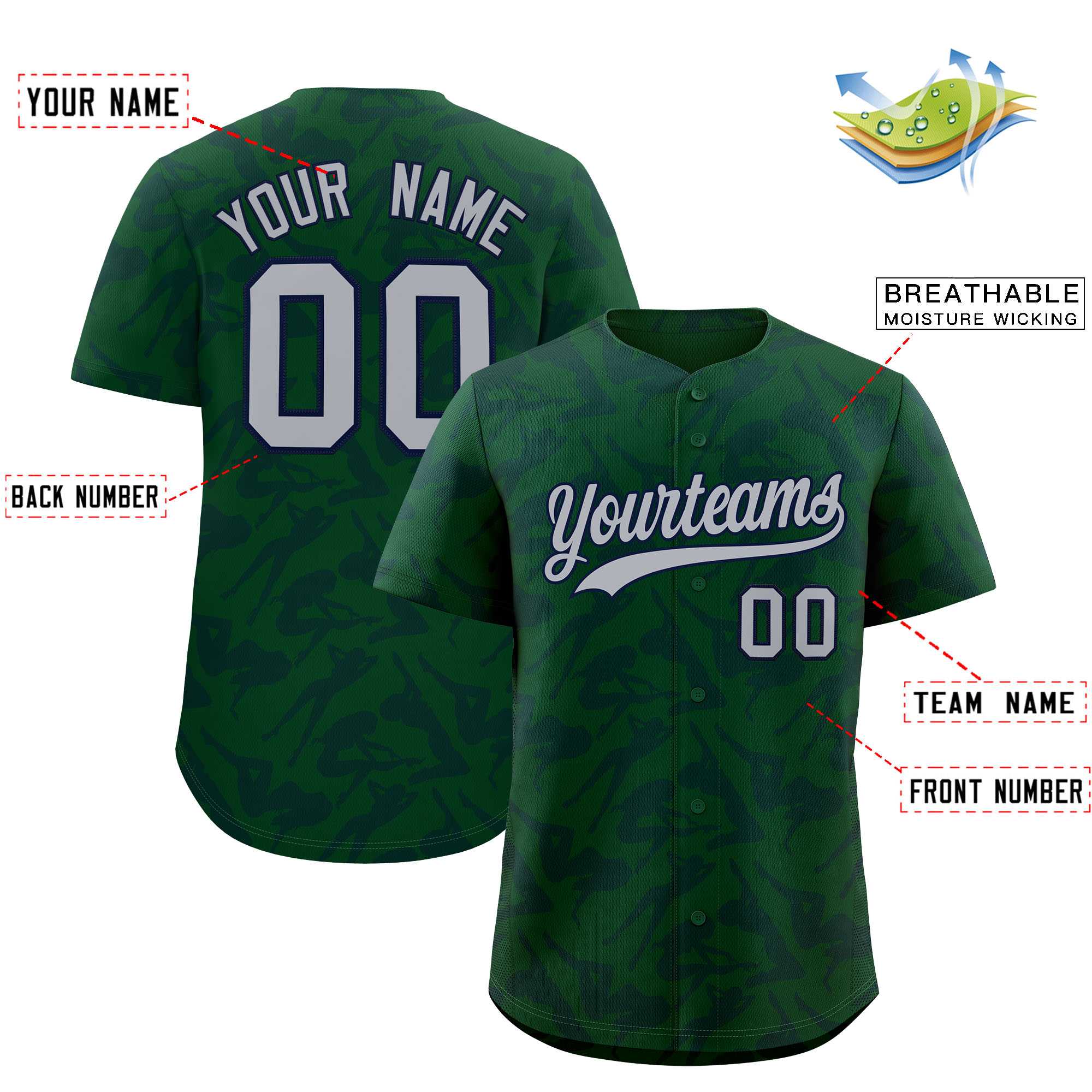 Custom Green Navy Playboy Graffiti Pattern Authentic Baseball Jersey