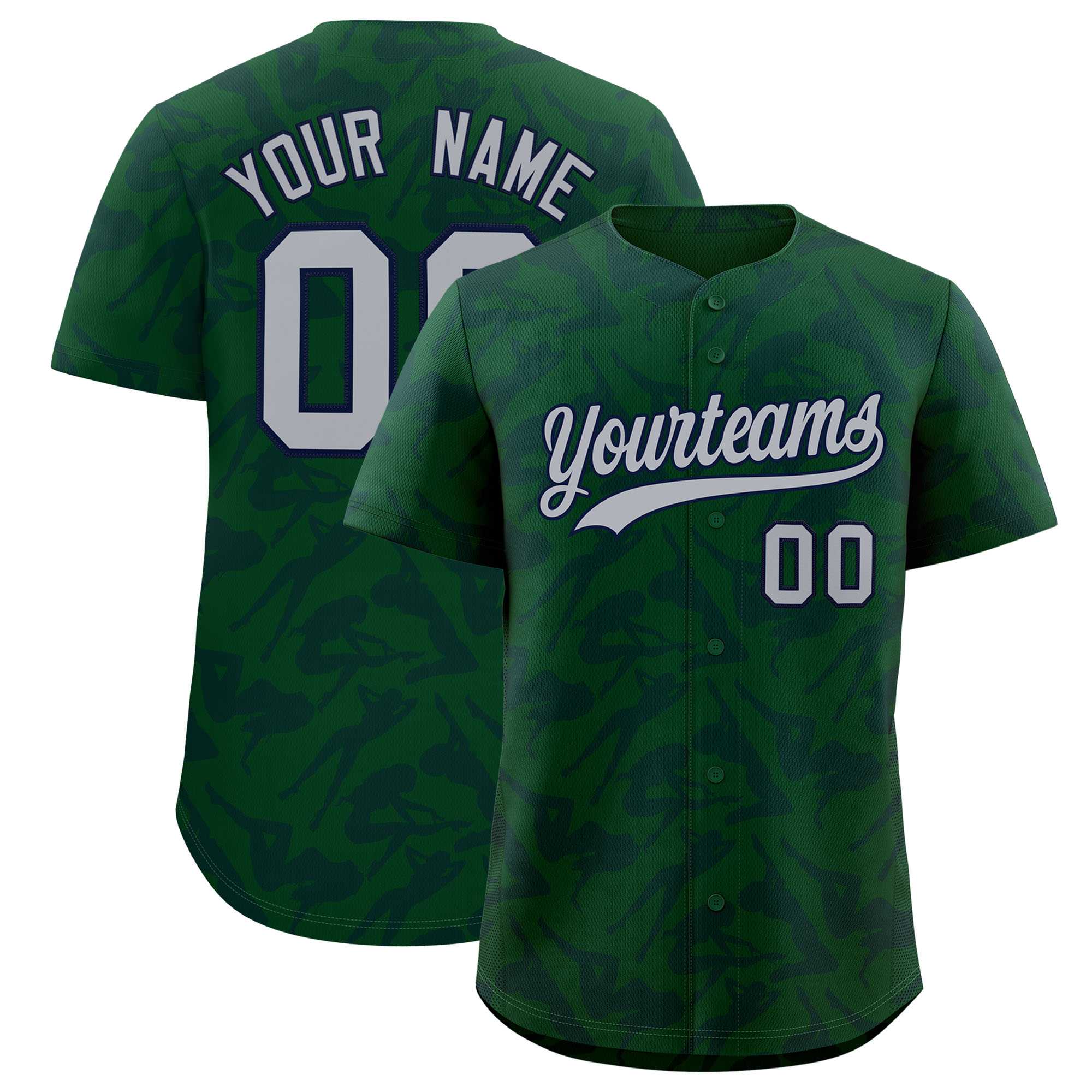 Custom Green Navy Playboy Graffiti Pattern Authentic Baseball Jersey