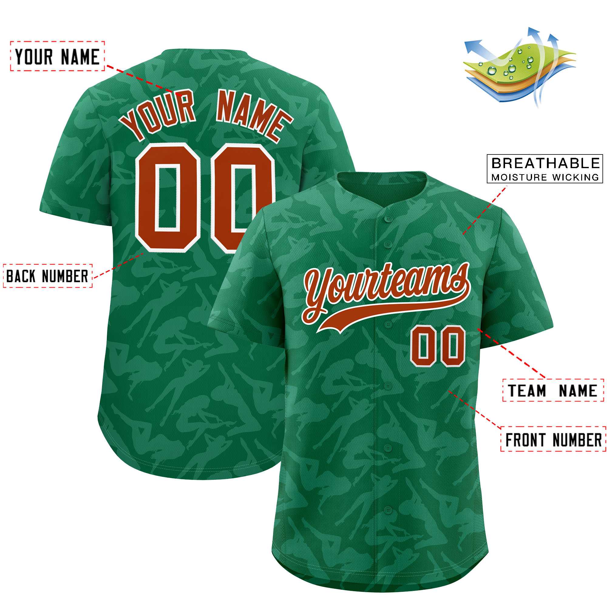 Custom Kelly Green White Playboy Graffiti Pattern Authentic Baseball Jersey