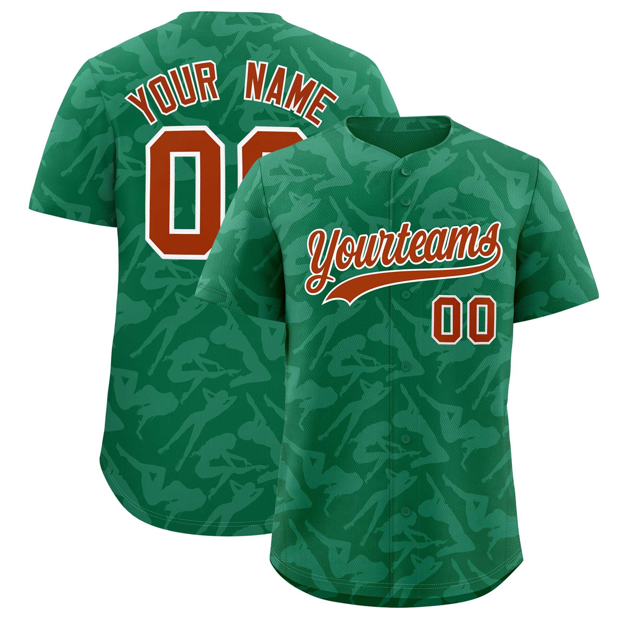 Custom Kelly Green White Playboy Graffiti Pattern Authentic Baseball Jersey