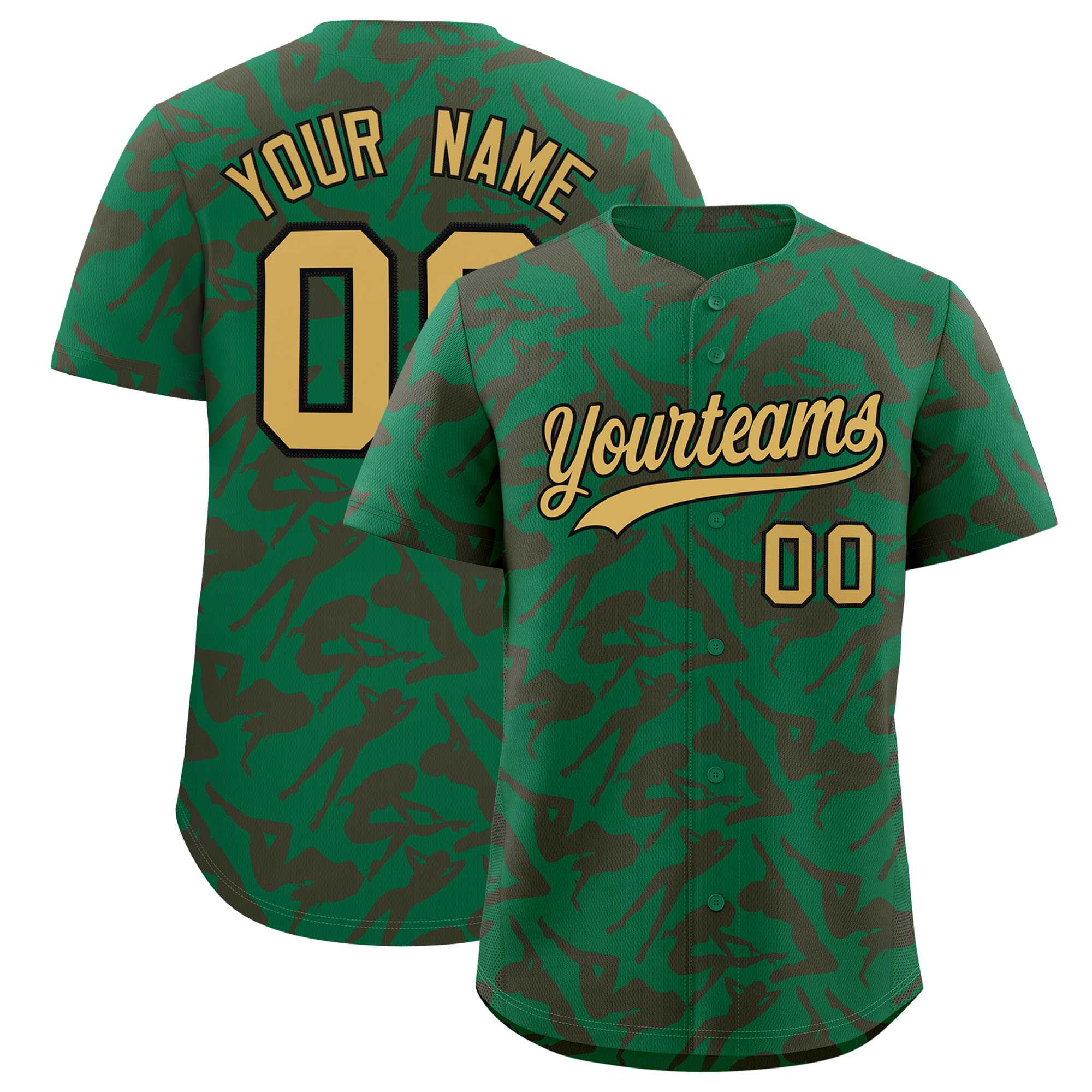 Custom Kelly Green Crimson Playboy Graffiti Pattern Authentic Baseball Jersey