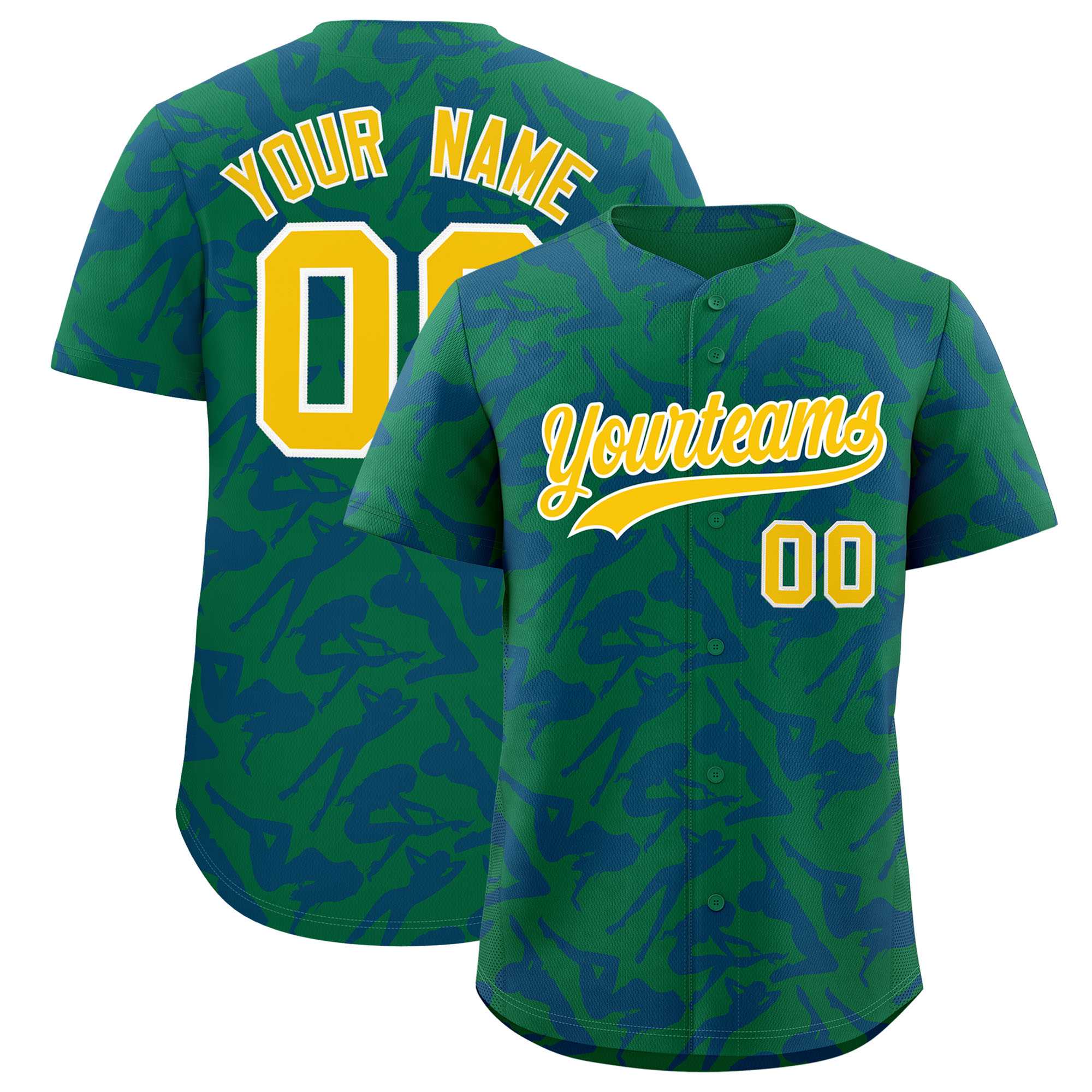 Custom Kelly Green Royal Playboy Graffiti Pattern Authentic Baseball Jersey