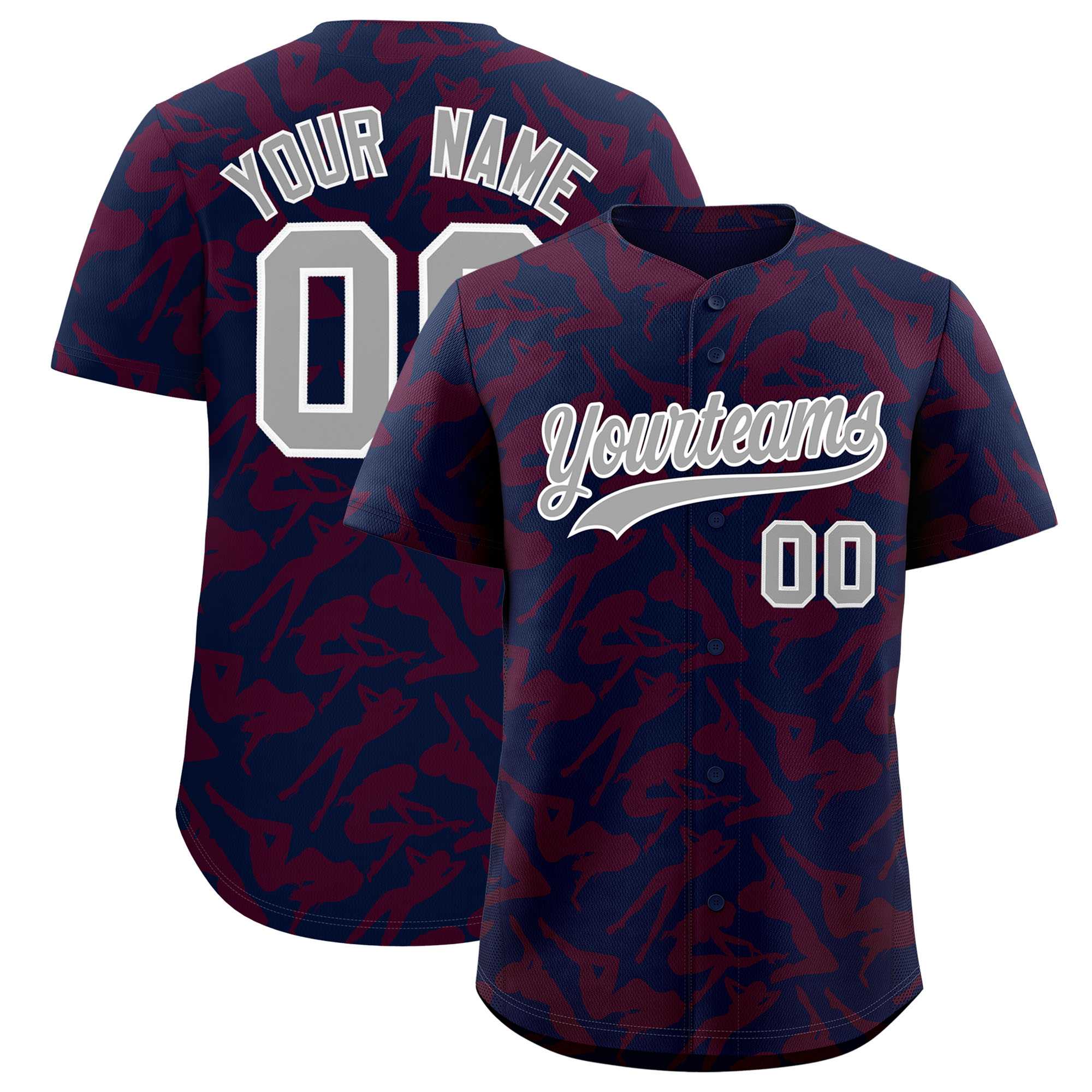 Custom Navy Crimson Playboy Graffiti Pattern Authentic Baseball Jersey