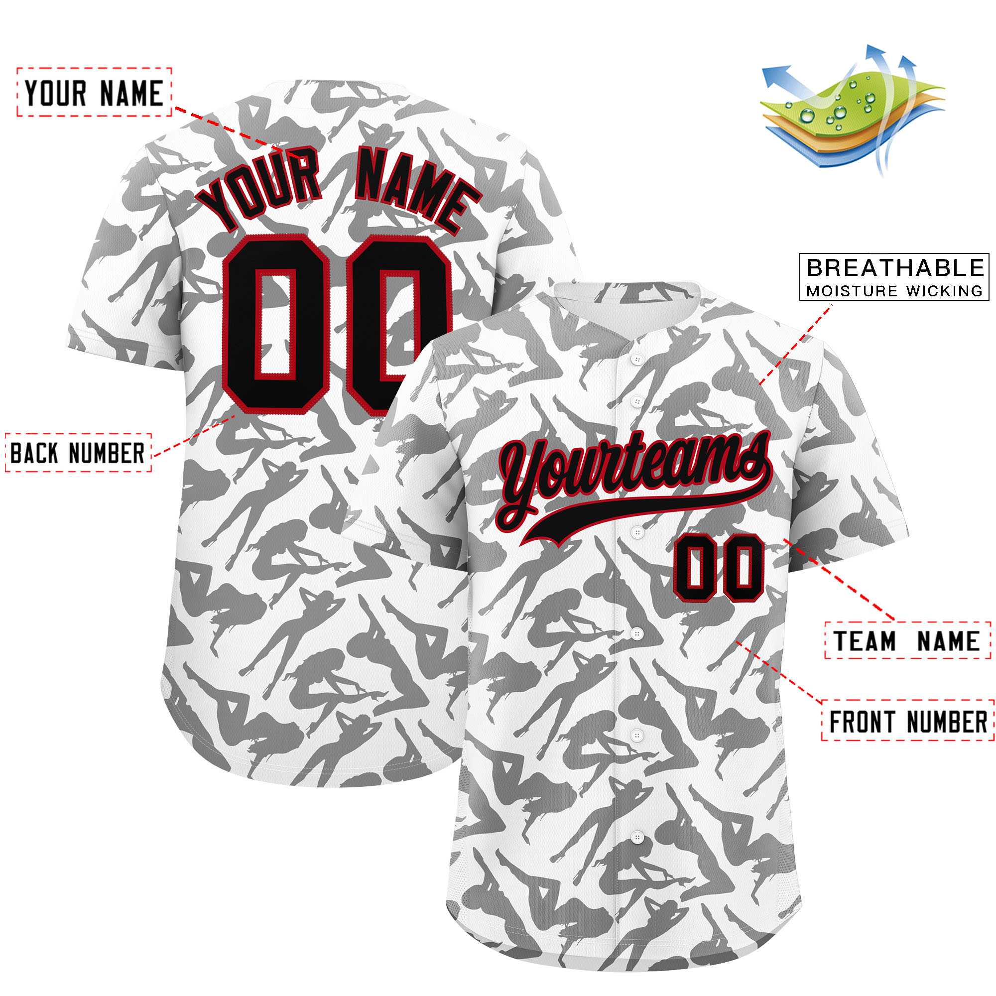 Custom White Black Playboy Graffiti Pattern Authentic Baseball Jersey