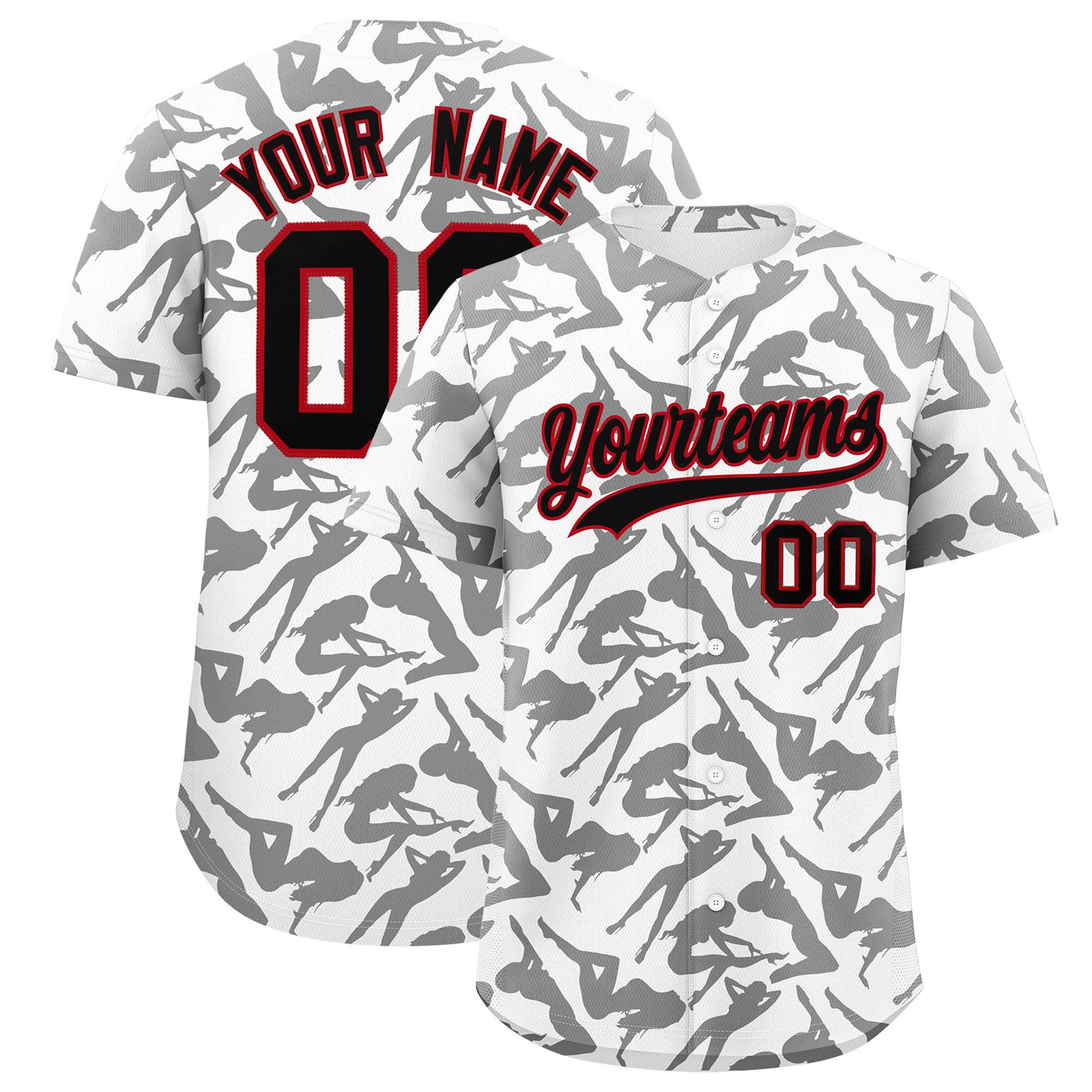 Custom White Black Playboy Graffiti Pattern Authentic Baseball Jersey