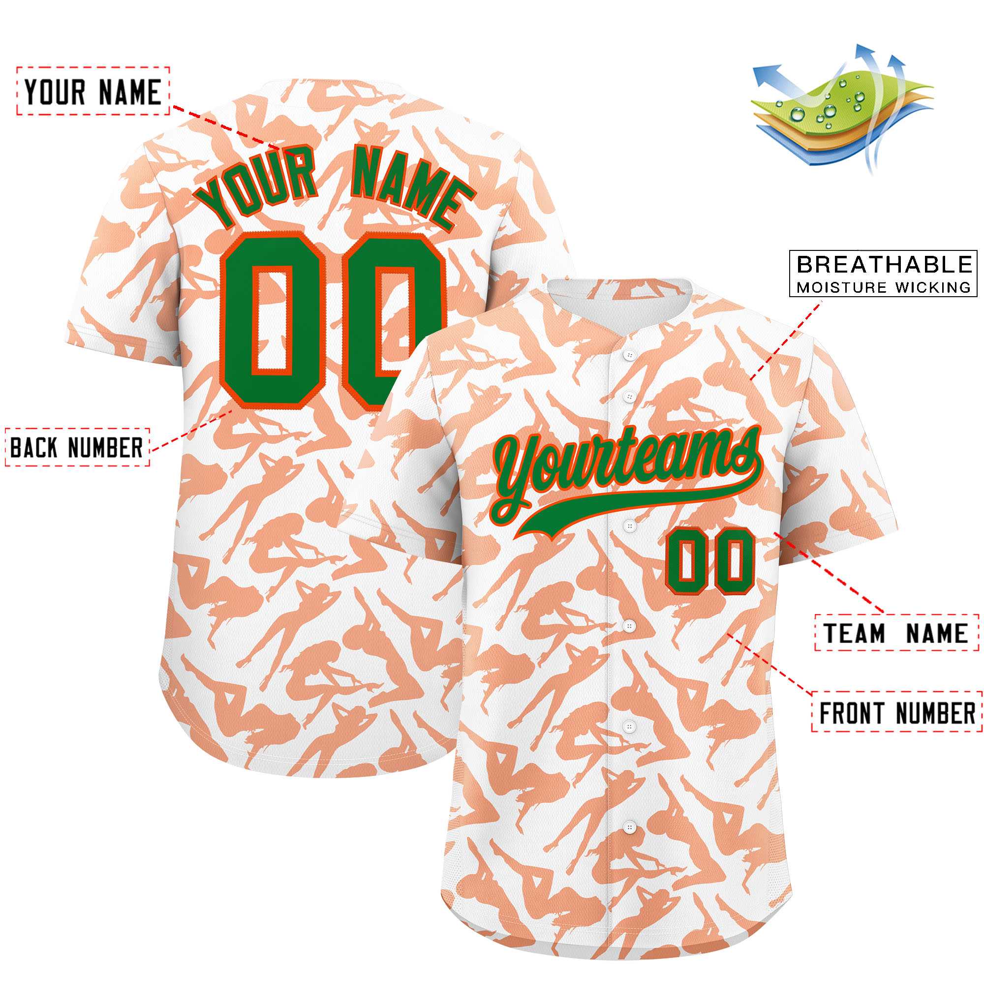 Custom White Orange Playboy Graffiti Pattern Authentic Baseball Jersey