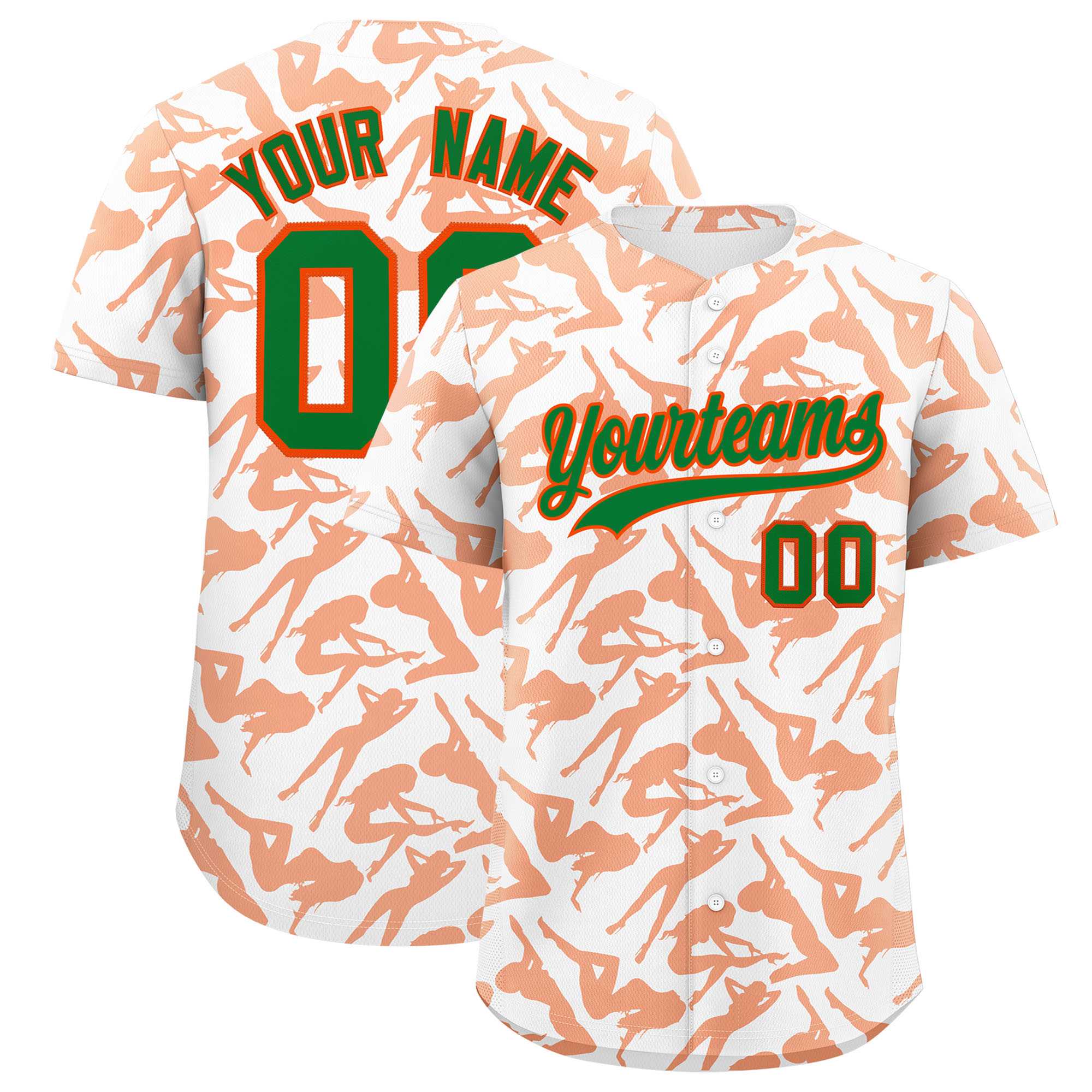 Custom White Orange Playboy Graffiti Pattern Authentic Baseball Jersey