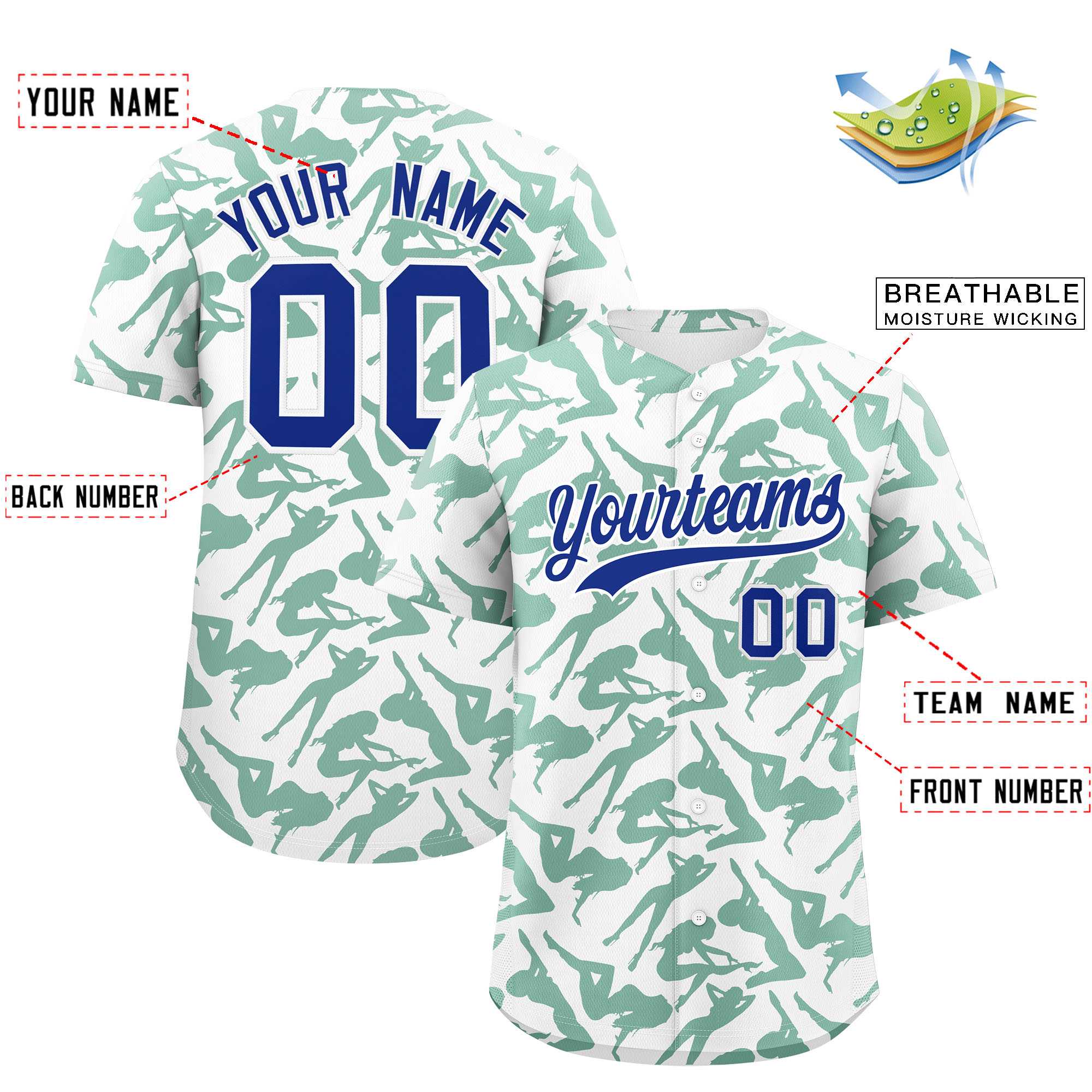 Custom White Kelly Green Playboy Graffiti Pattern Authentic Baseball Jersey