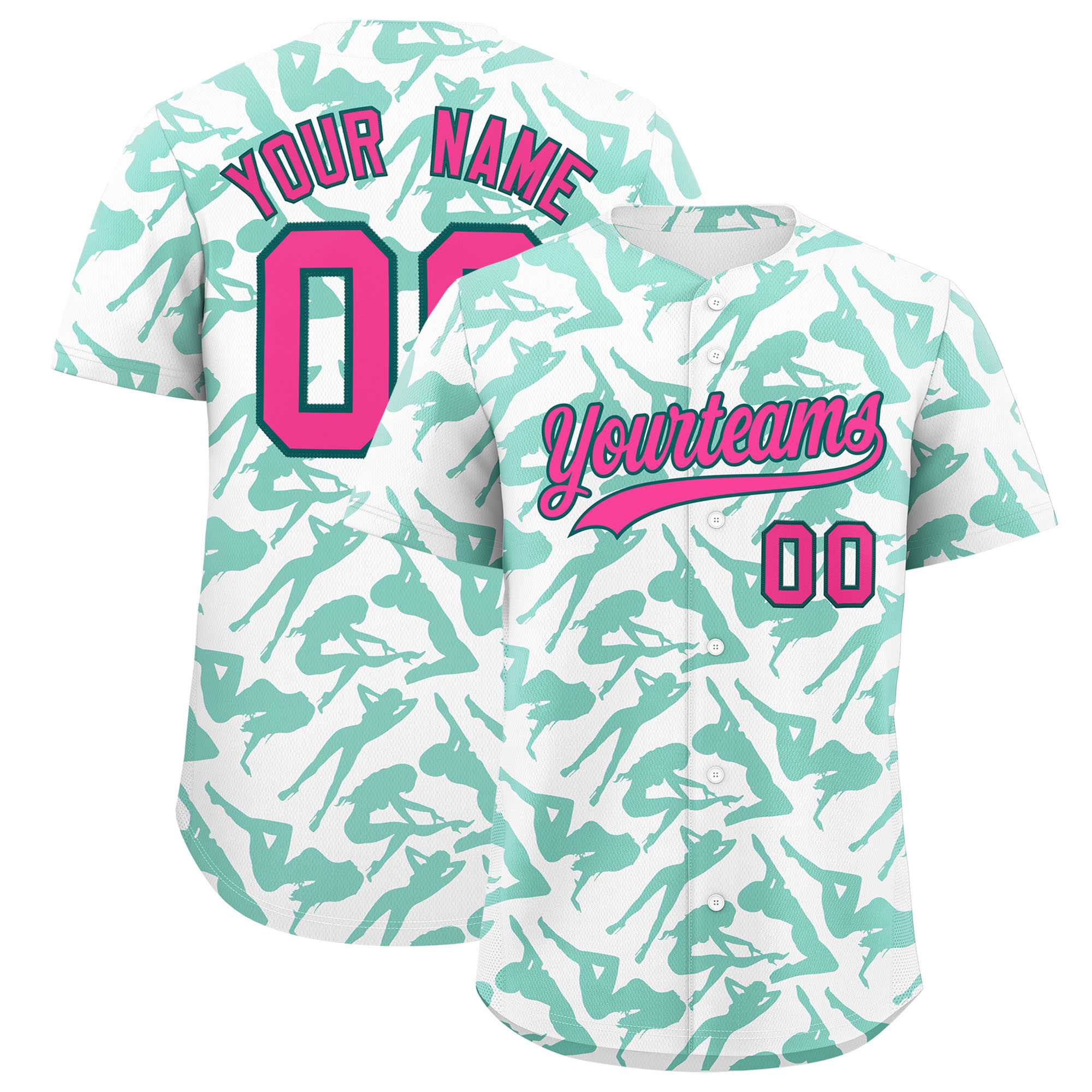 Custom White Bright Green Playboy Graffiti Pattern Authentic Baseball Jersey