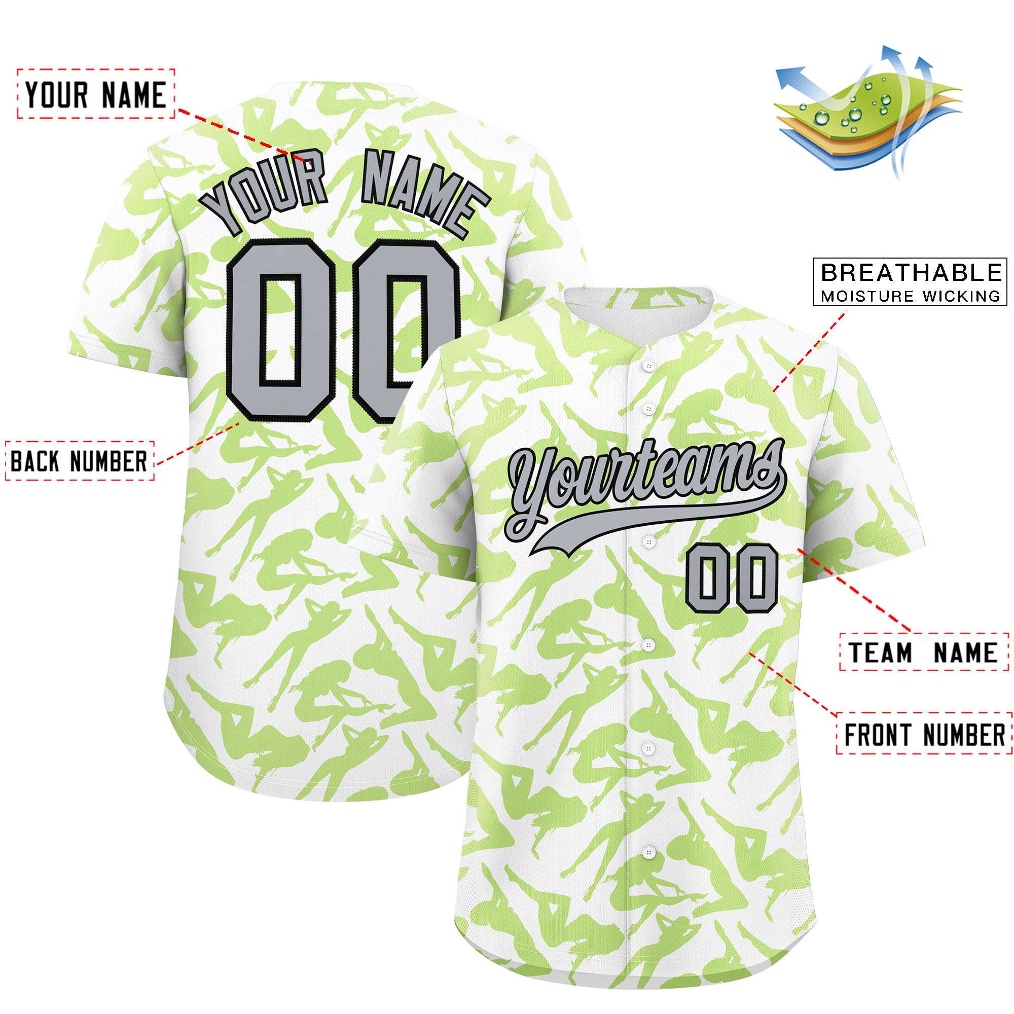 Custom White Neon Green Playboy Graffiti Pattern Authentic Baseball Jersey