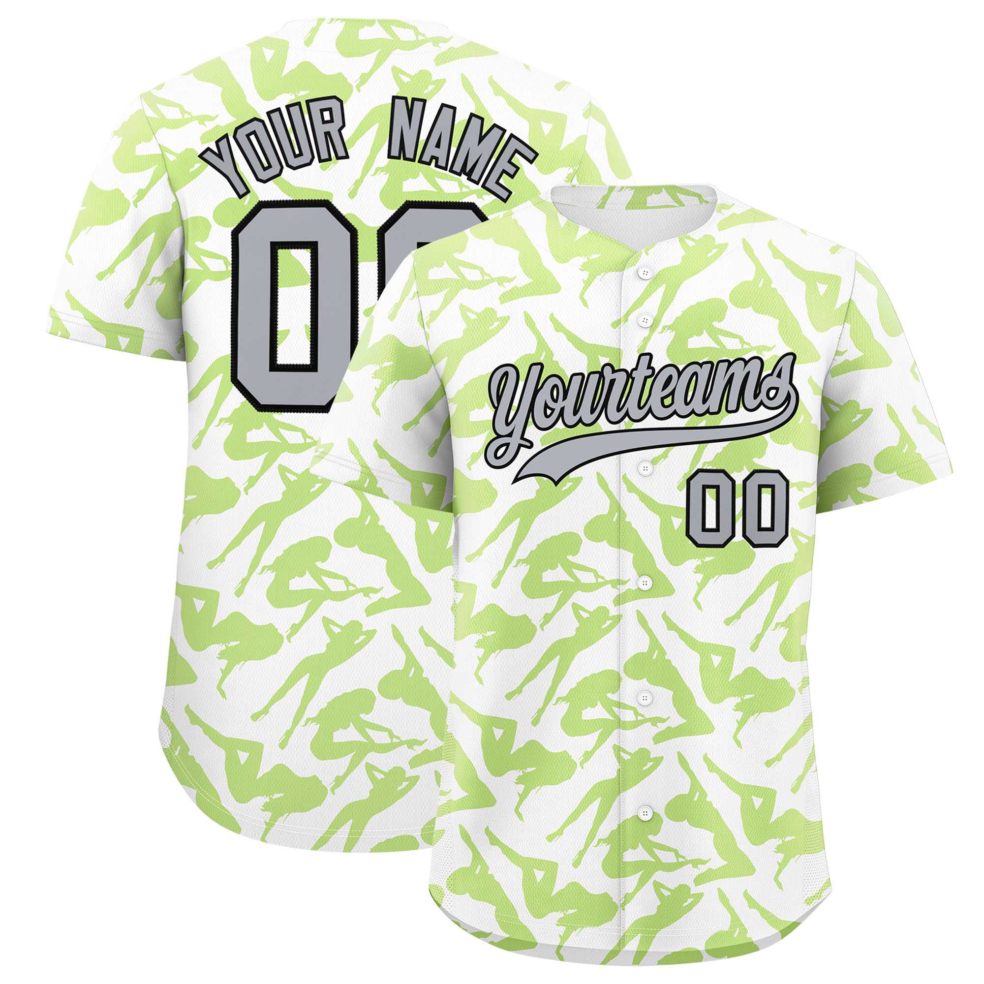 Custom White Neon Green Playboy Graffiti Pattern Authentic Baseball Jersey