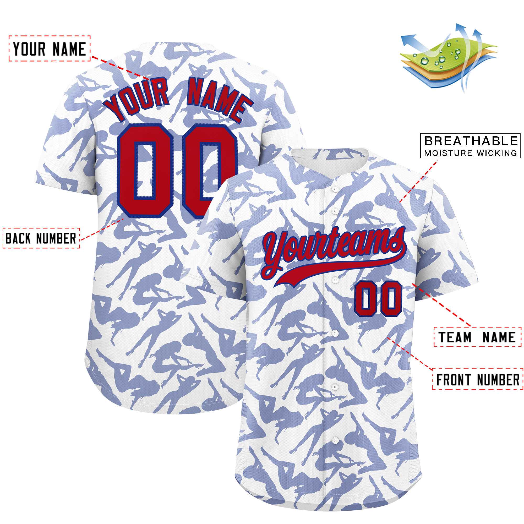 Custom White Royal Playboy Graffiti Pattern Authentic Baseball Jersey