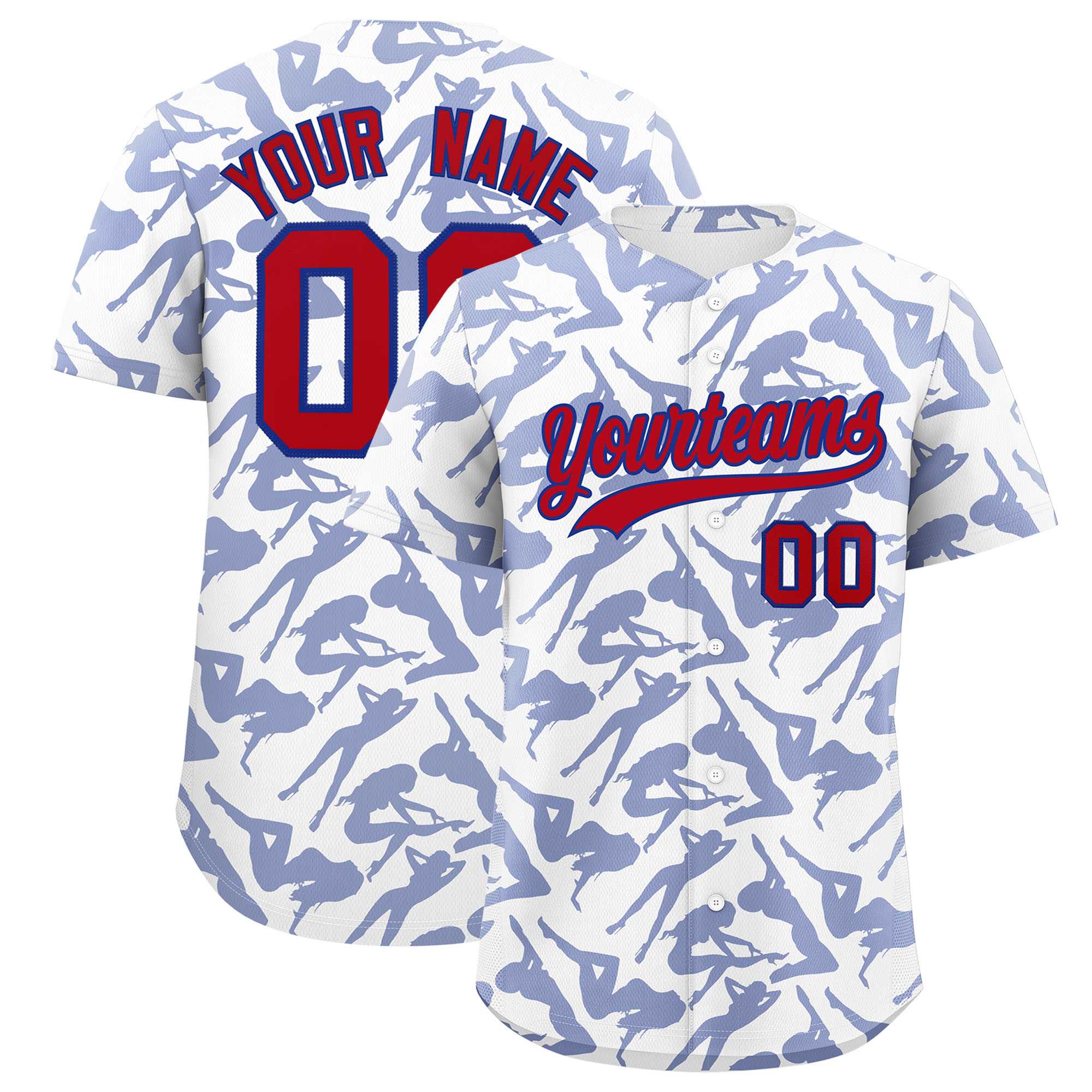 Custom White Royal Playboy Graffiti Pattern Authentic Baseball Jersey