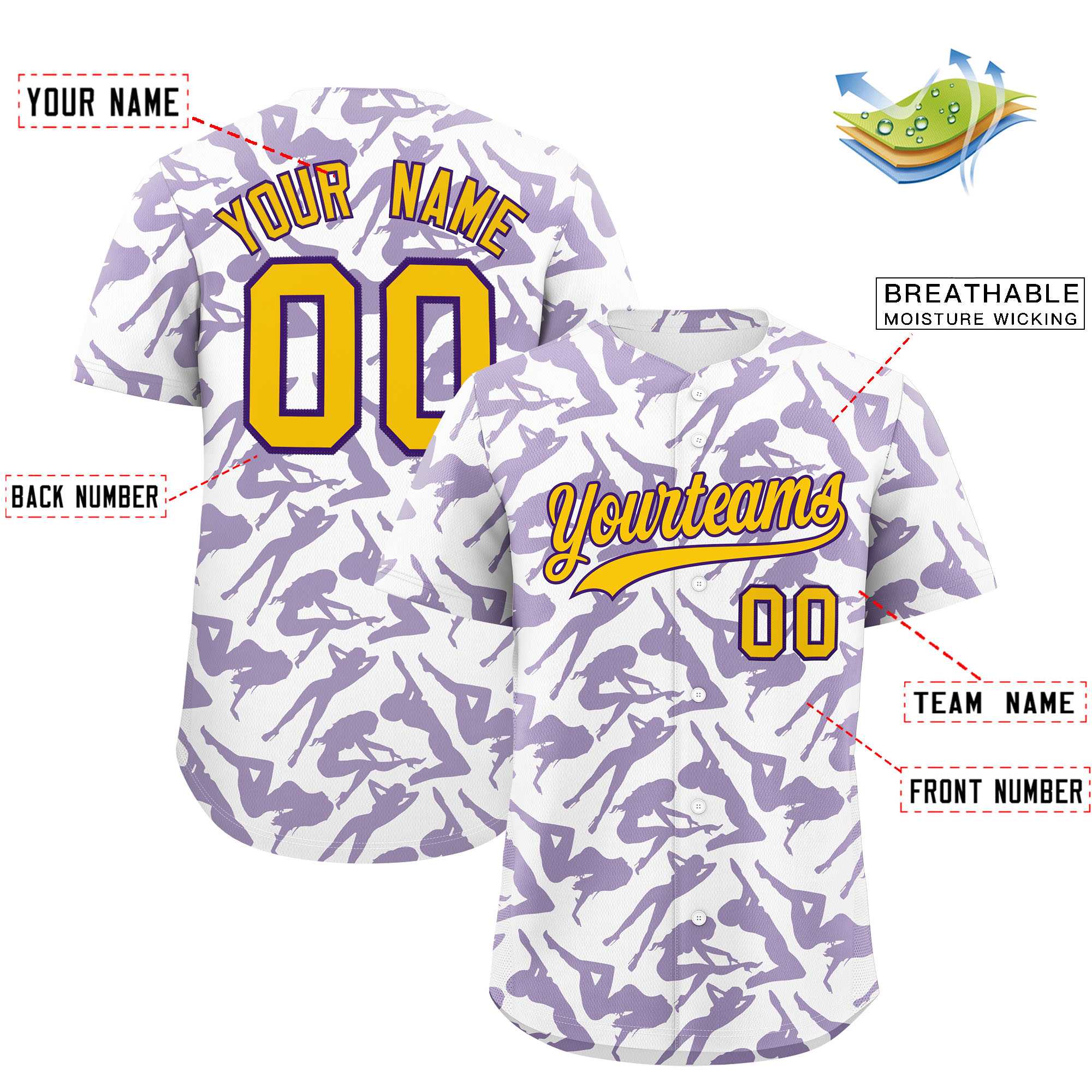 Custom White Purple Playboy Graffiti Pattern Authentic Baseball Jersey