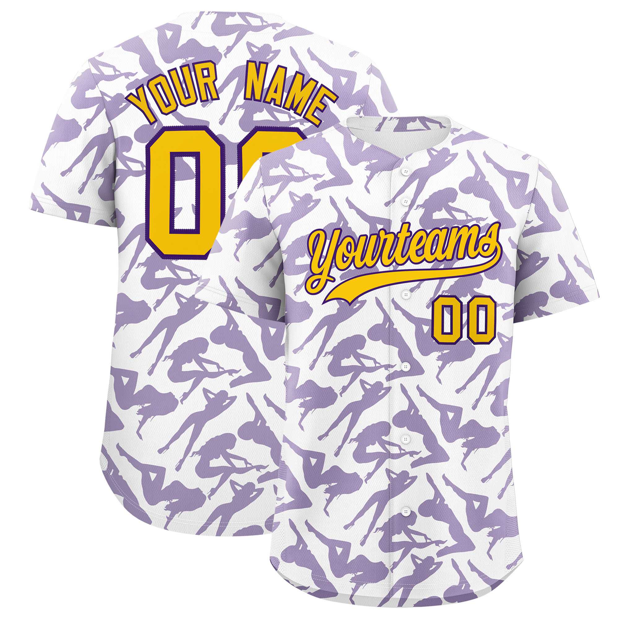 Custom White Purple Playboy Graffiti Pattern Authentic Baseball Jersey