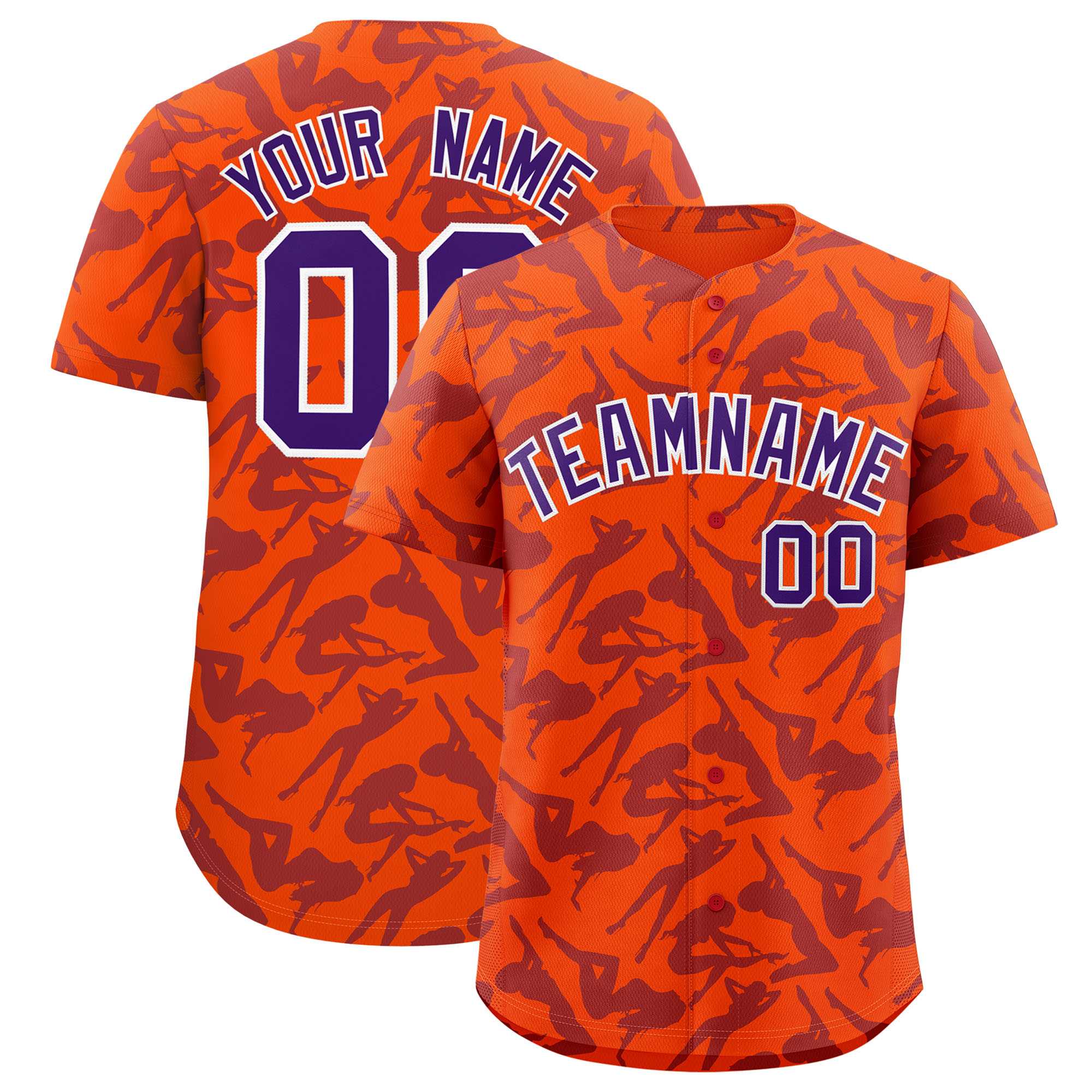 Custom Orange Purple Playboy Graffiti Pattern Authentic Baseball Jersey