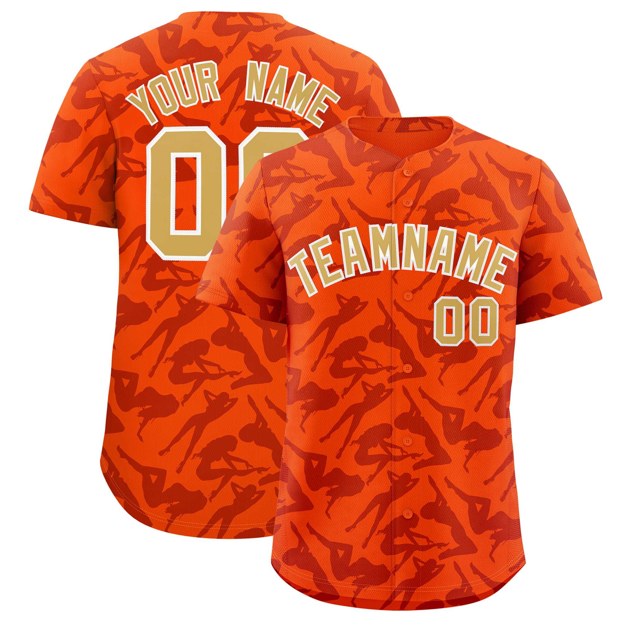 Custom Orange Crimson Playboy Graffiti Pattern Authentic Baseball Jersey