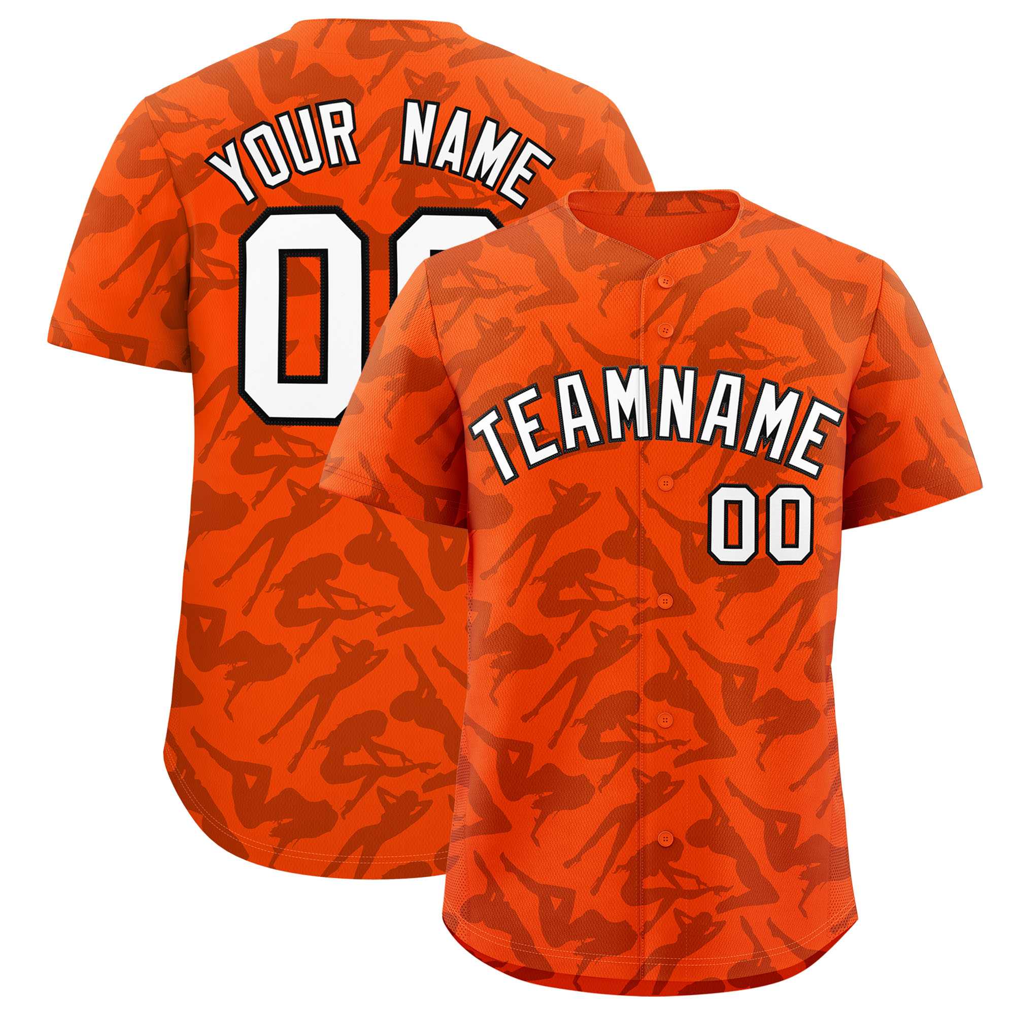 Custom Orange Black Playboy Graffiti Pattern Authentic Baseball Jersey