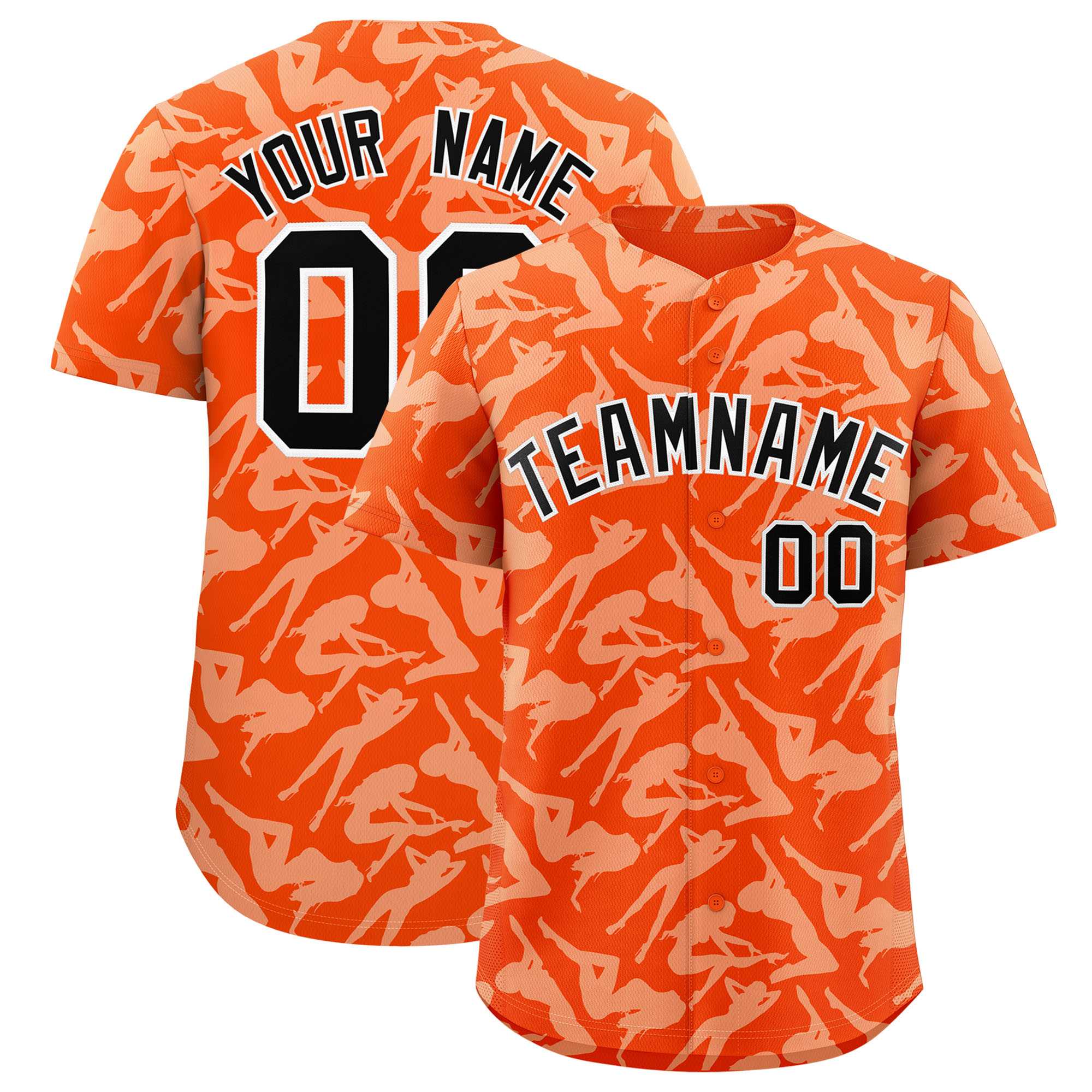 Custom Orange White Playboy Graffiti Pattern Authentic Baseball Jersey