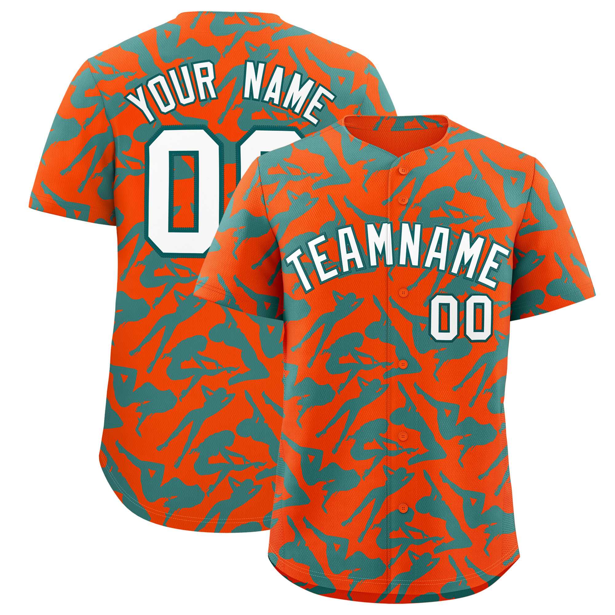 Custom Orange Aqua Playboy Graffiti Pattern Authentic Baseball Jersey