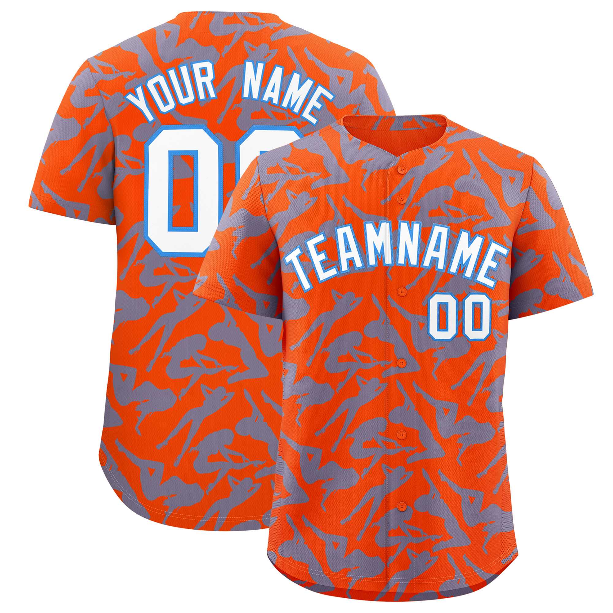 Custom Orange Light Blue Playboy Graffiti Pattern Authentic Baseball Jersey