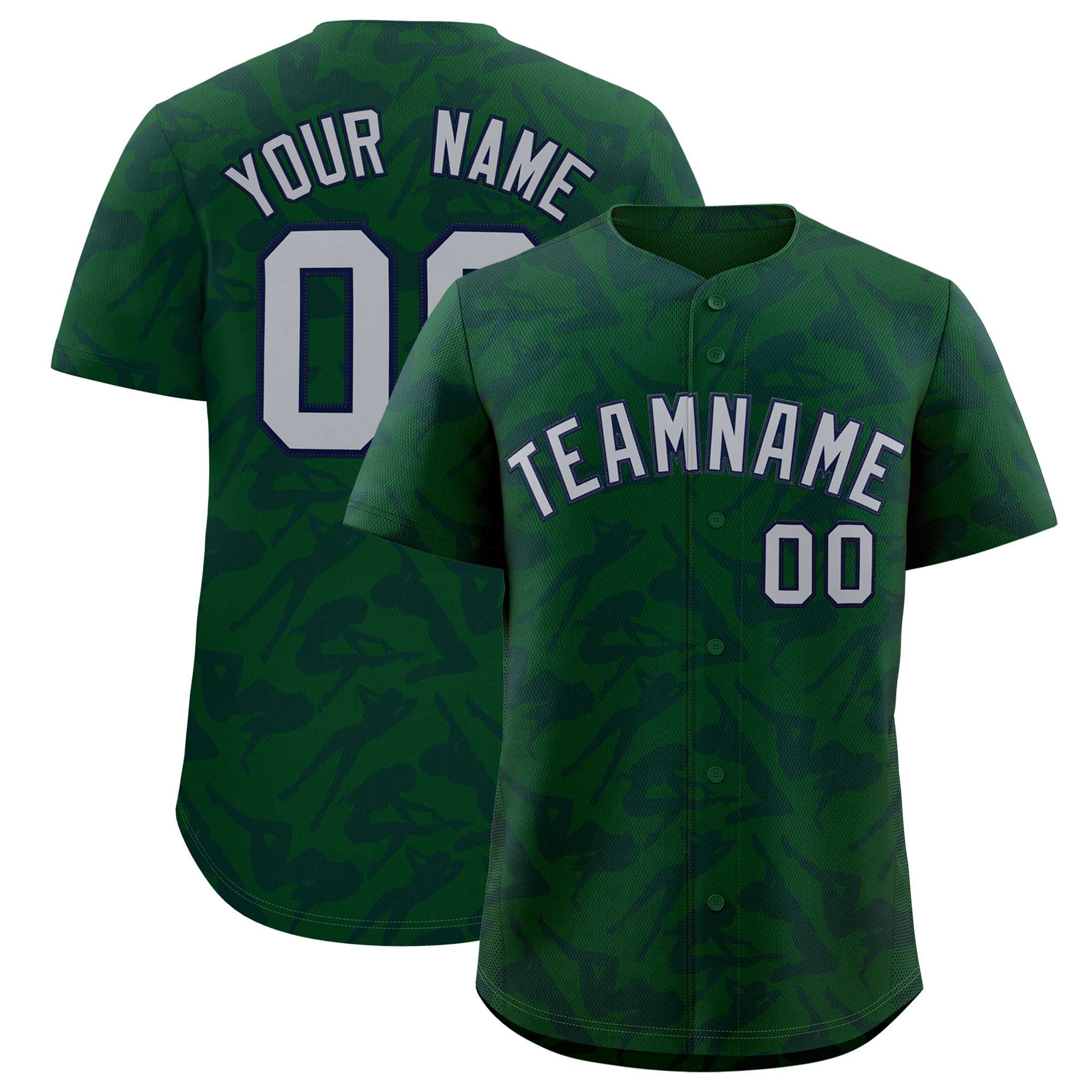 Custom Green Navy Playboy Graffiti Pattern Authentic Baseball Jersey