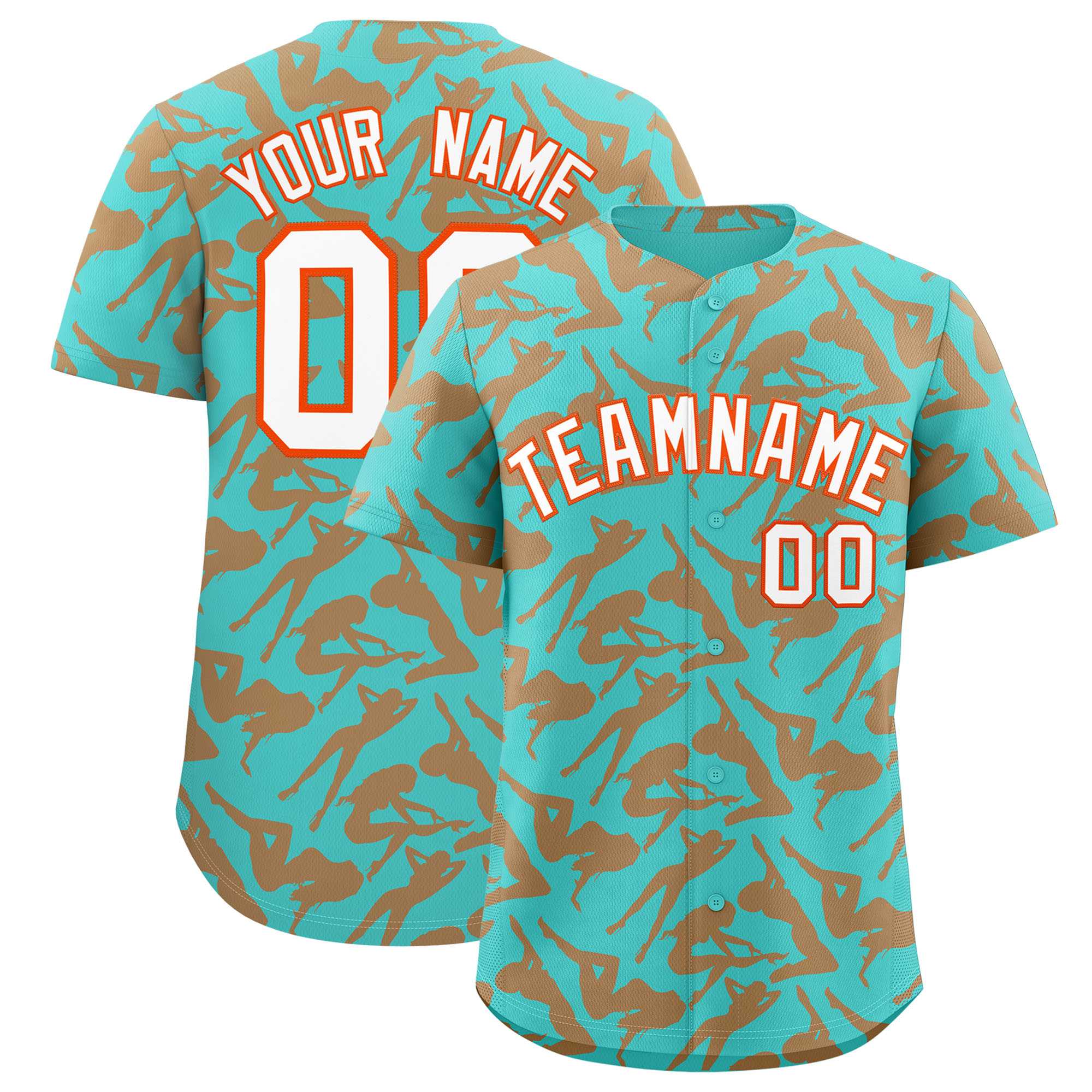 Custom Bright Green Orange Playboy Graffiti Pattern Authentic Baseball Jersey