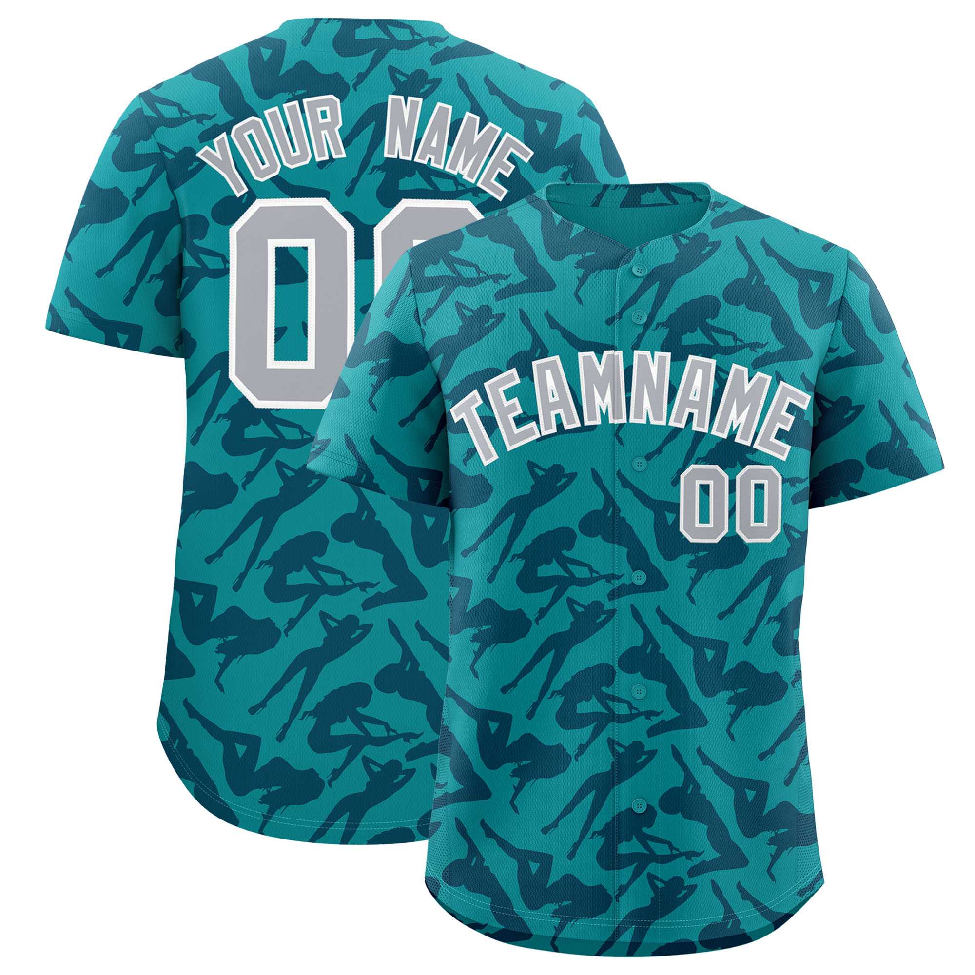 Custom Aqua Navy Playboy Graffiti Pattern Authentic Baseball Jersey