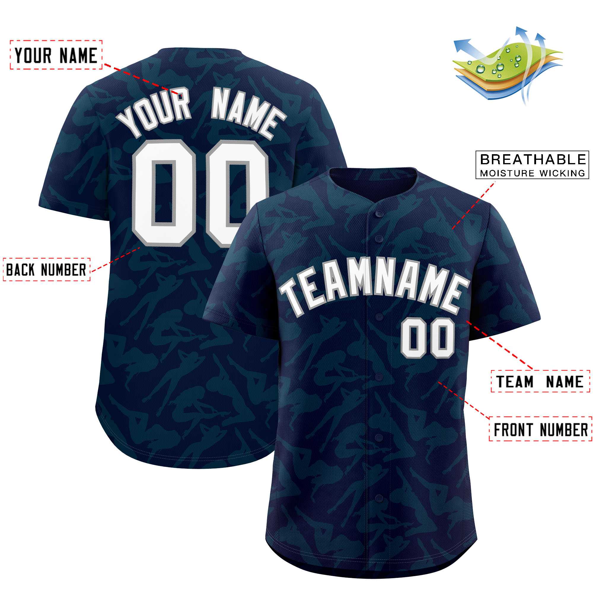 Custom Navy Aqua Playboy Graffiti Pattern Authentic Baseball Jersey