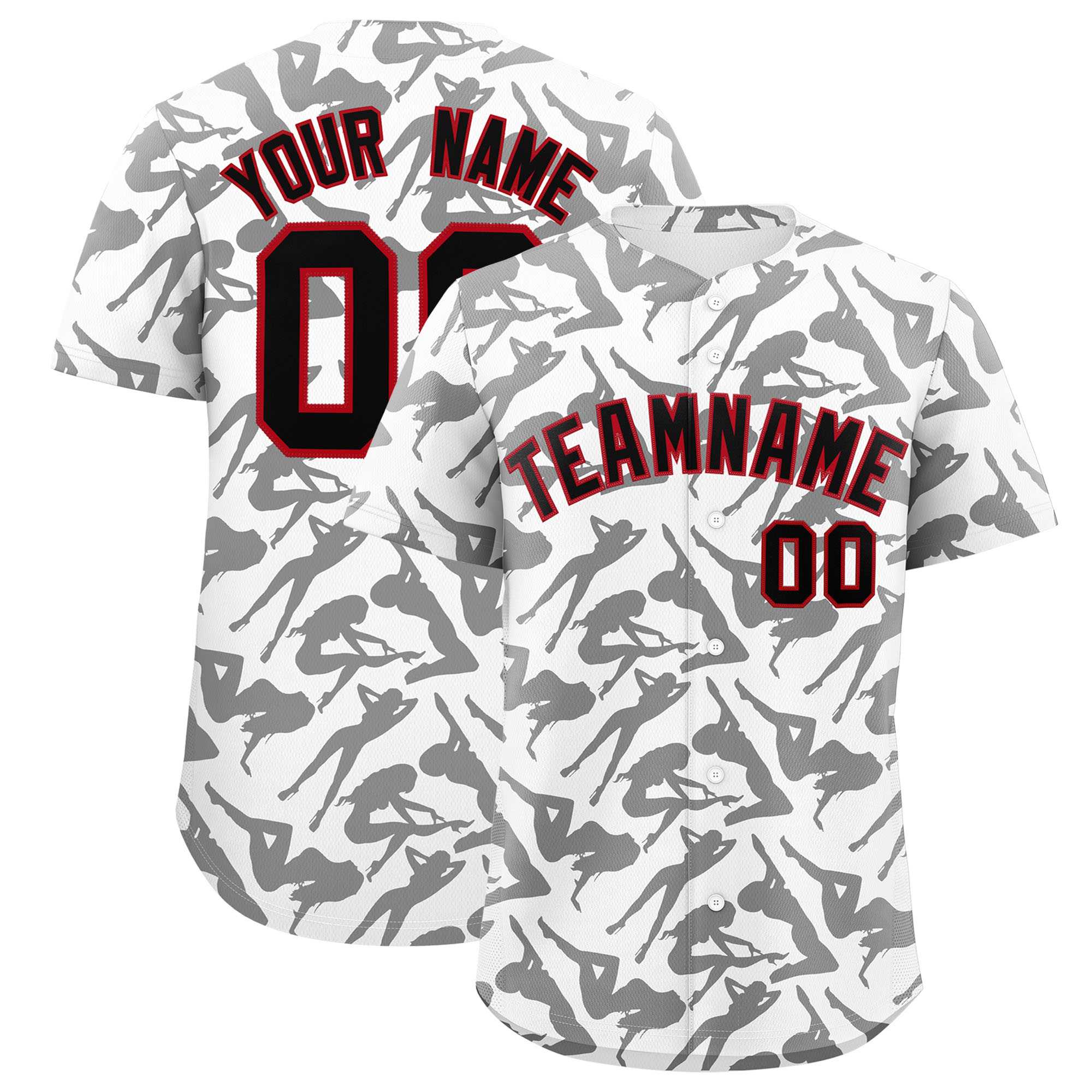 Custom White Black Playboy Graffiti Pattern Authentic Baseball Jersey