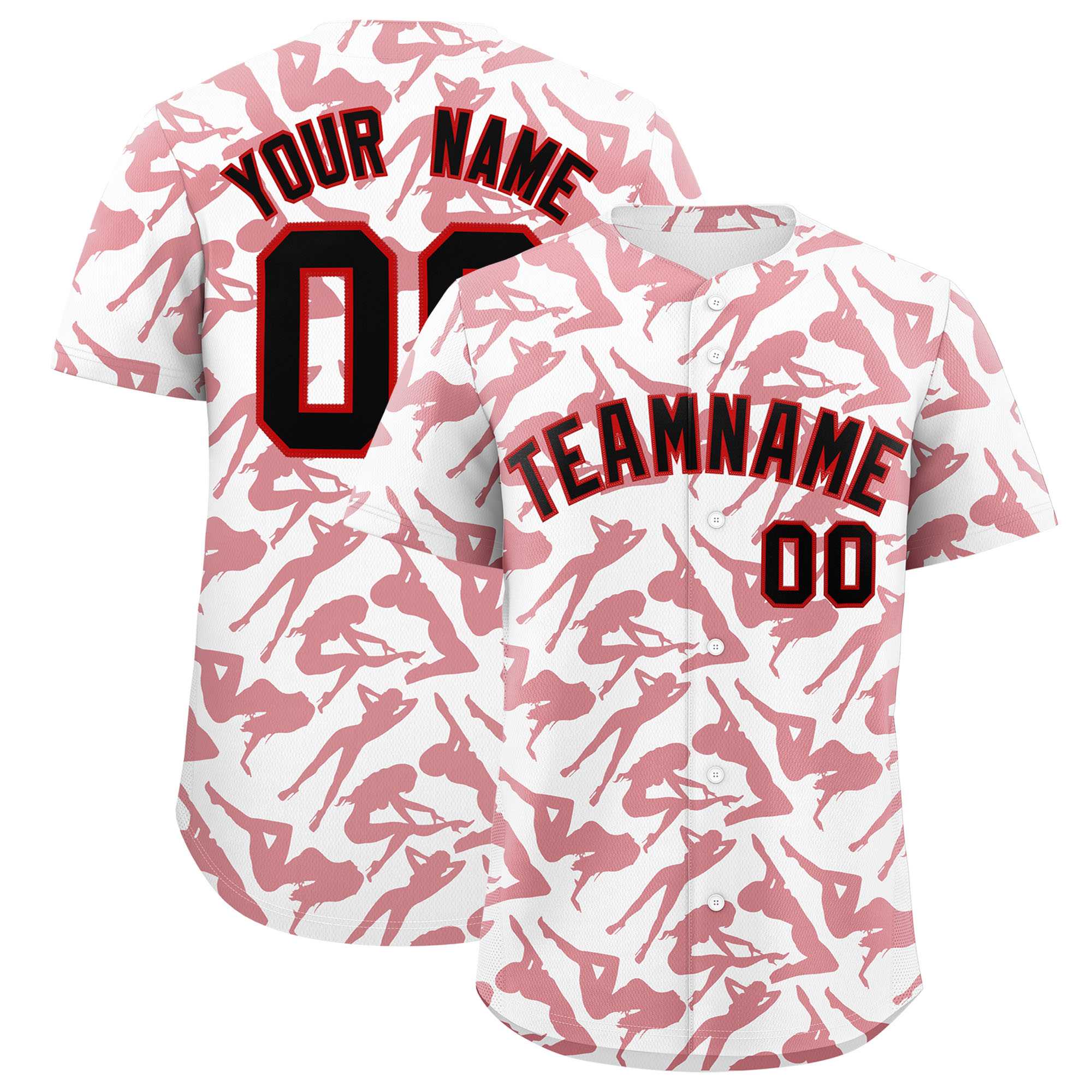 Custom White Red Playboy Graffiti Pattern Authentic Baseball Jersey