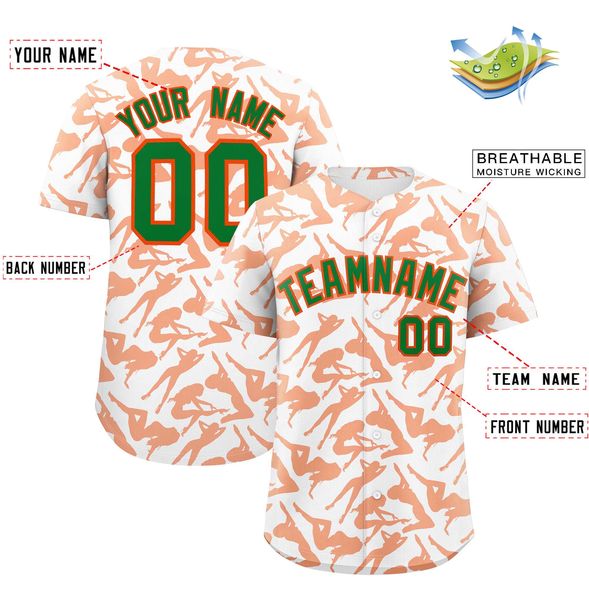 Custom White Orange Playboy Graffiti Pattern Authentic Baseball Jersey