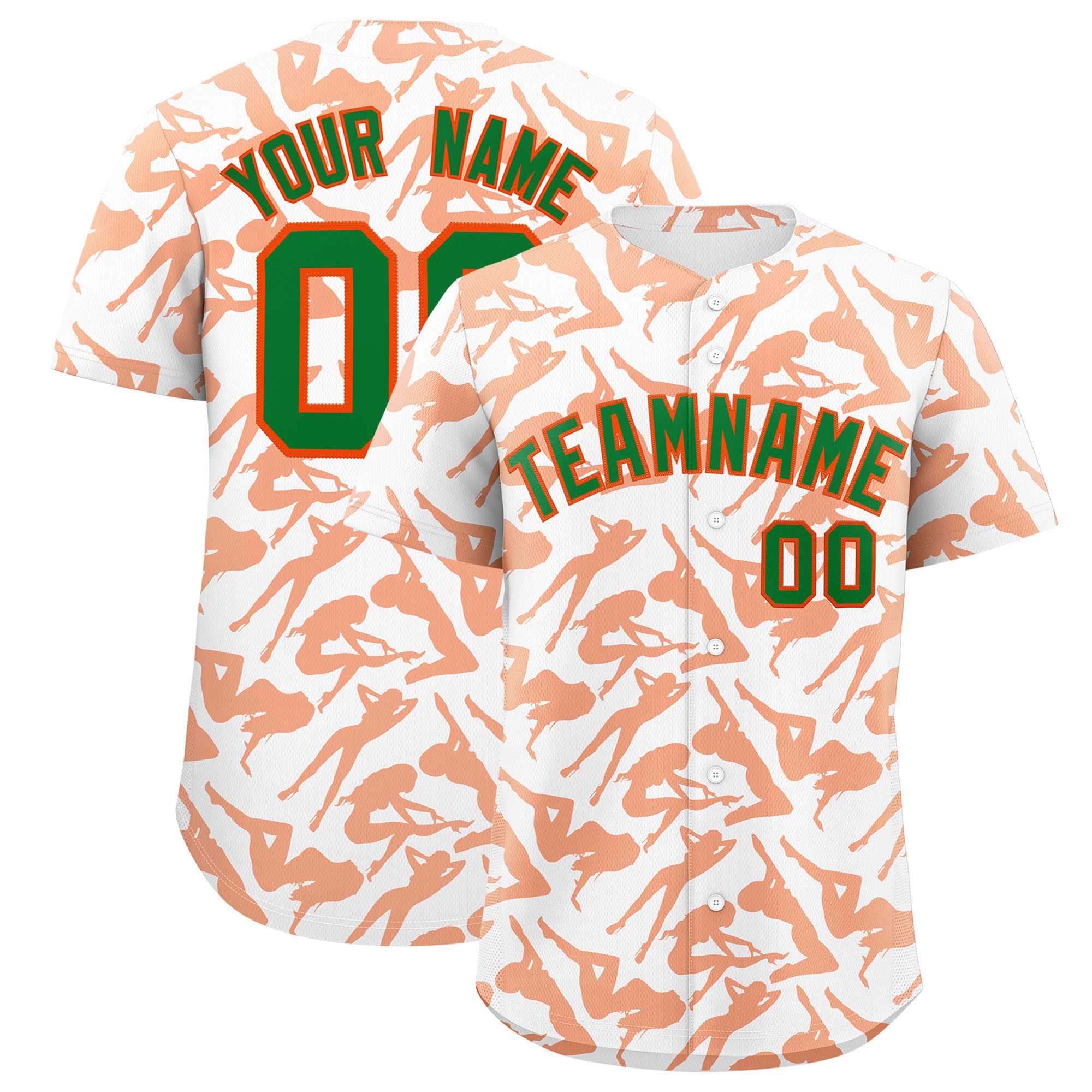 Custom White Orange Playboy Graffiti Pattern Authentic Baseball Jersey