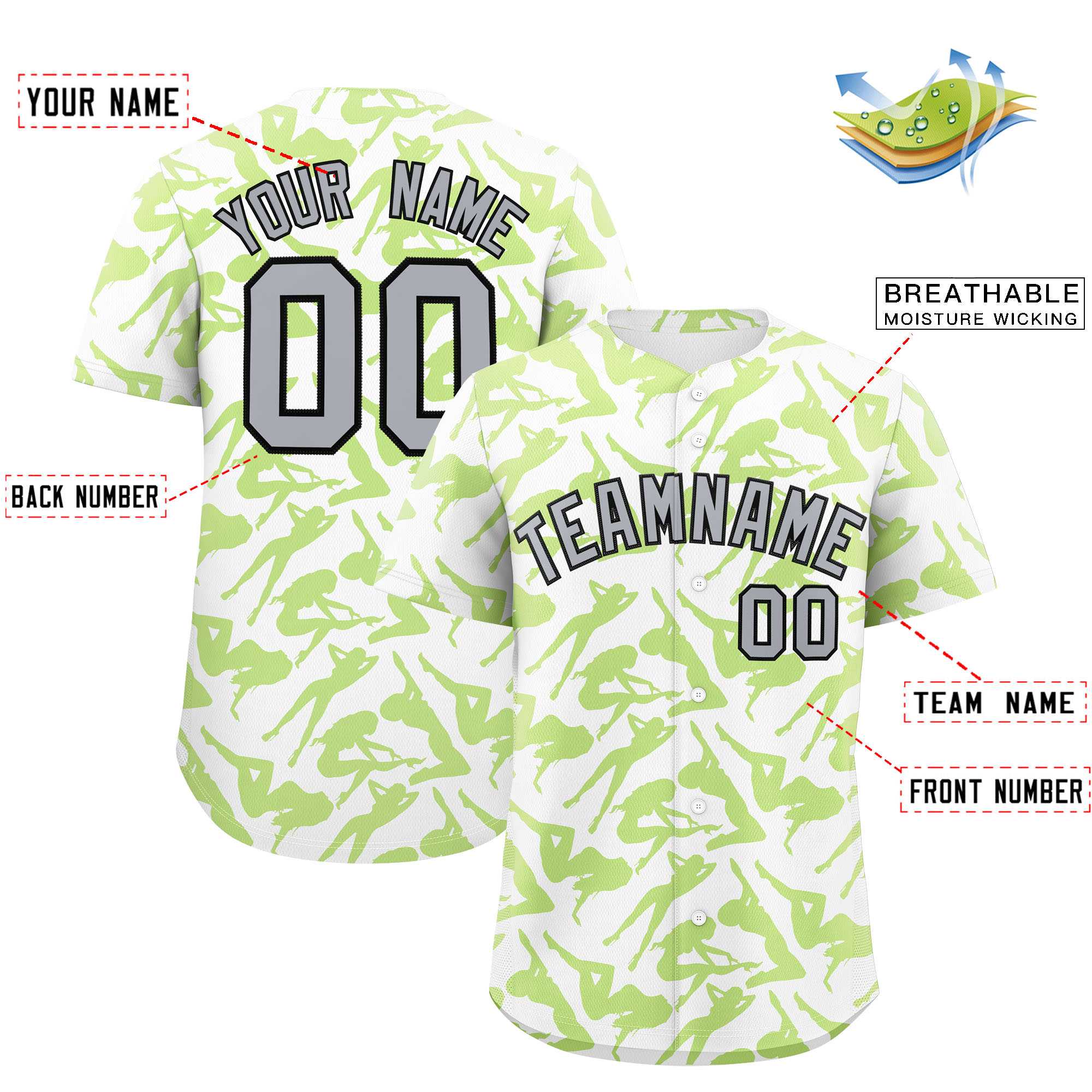 Custom White Neon Green Playboy Graffiti Pattern Authentic Baseball Jersey