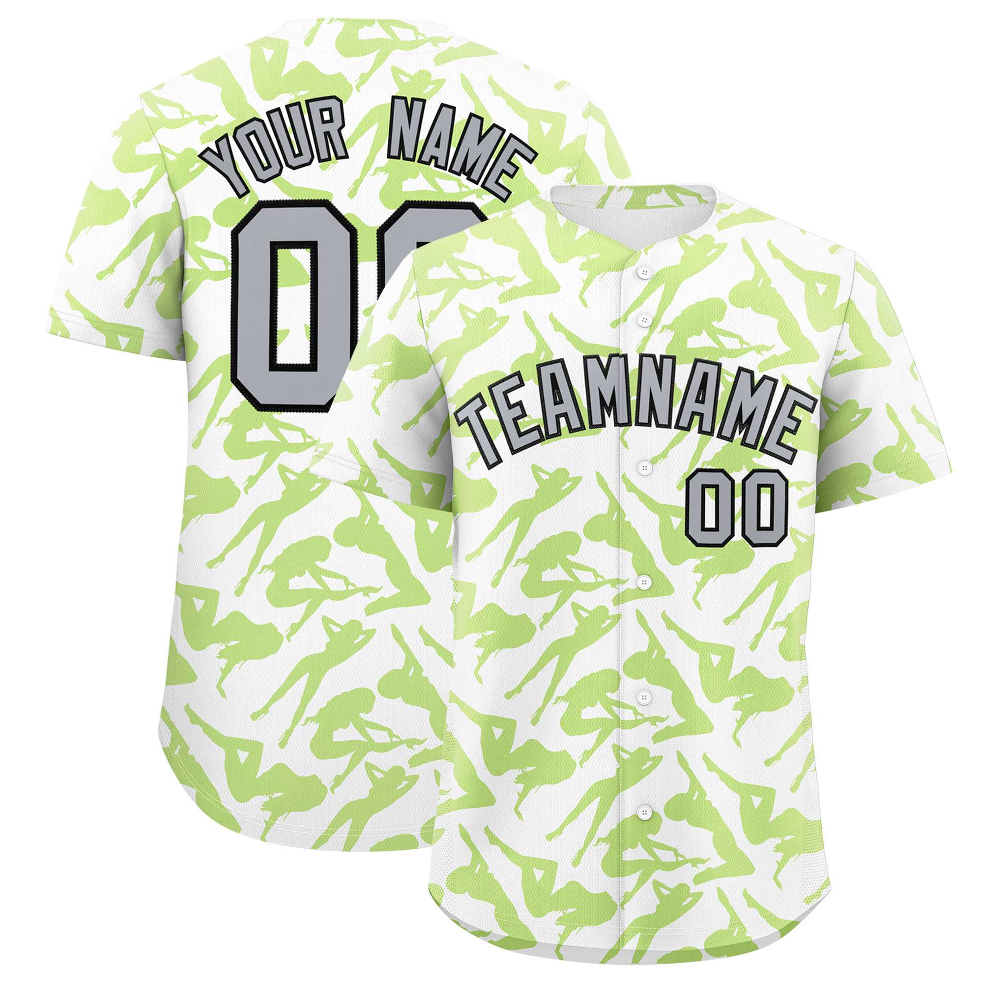 Custom White Neon Green Playboy Graffiti Pattern Authentic Baseball Jersey