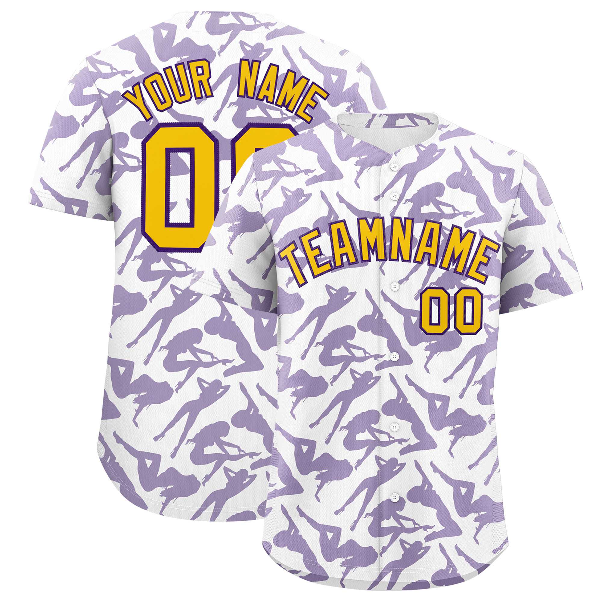 Custom White Purple Playboy Graffiti Pattern Authentic Baseball Jersey