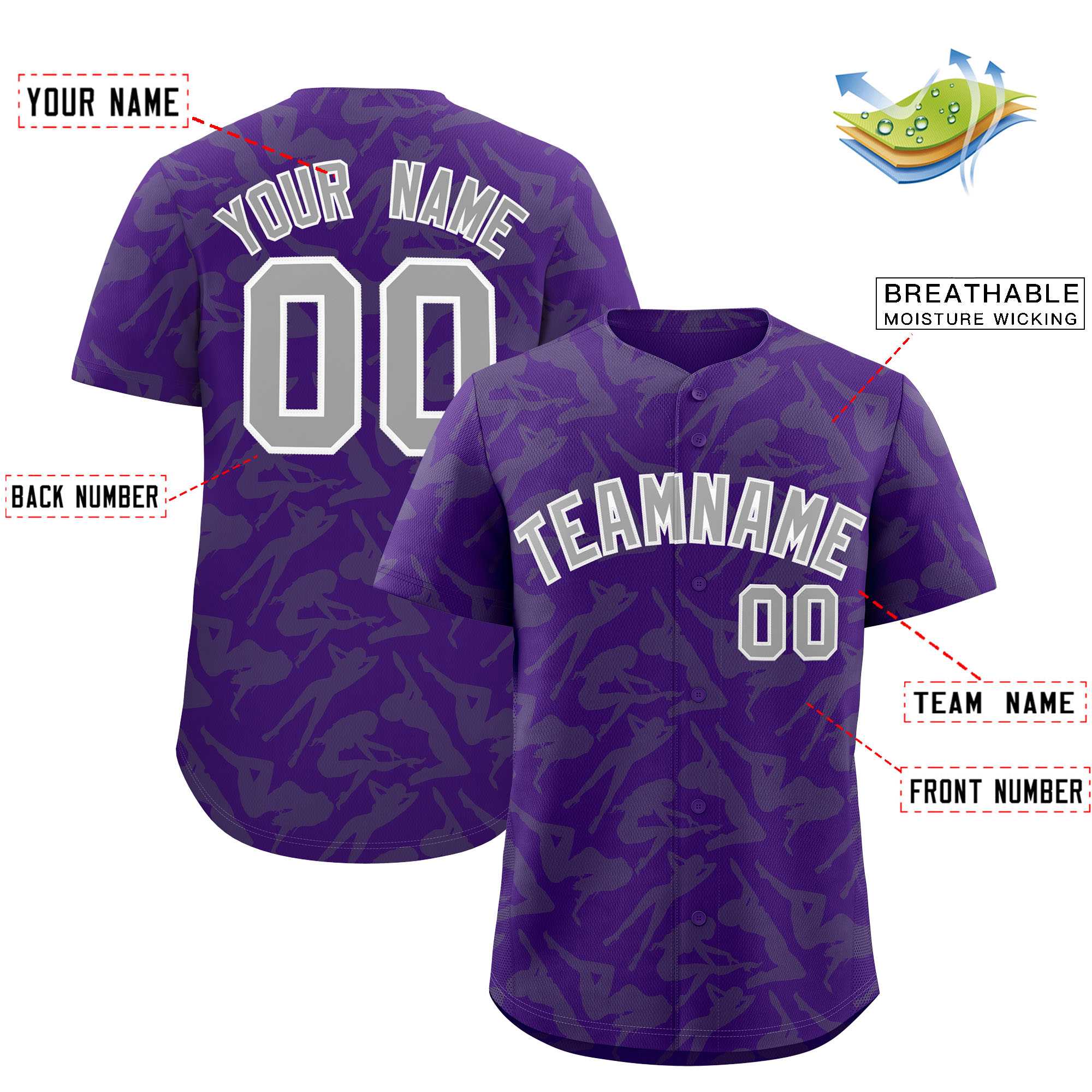 Custom Purple Gray Playboy Graffiti Pattern Authentic Baseball Jersey