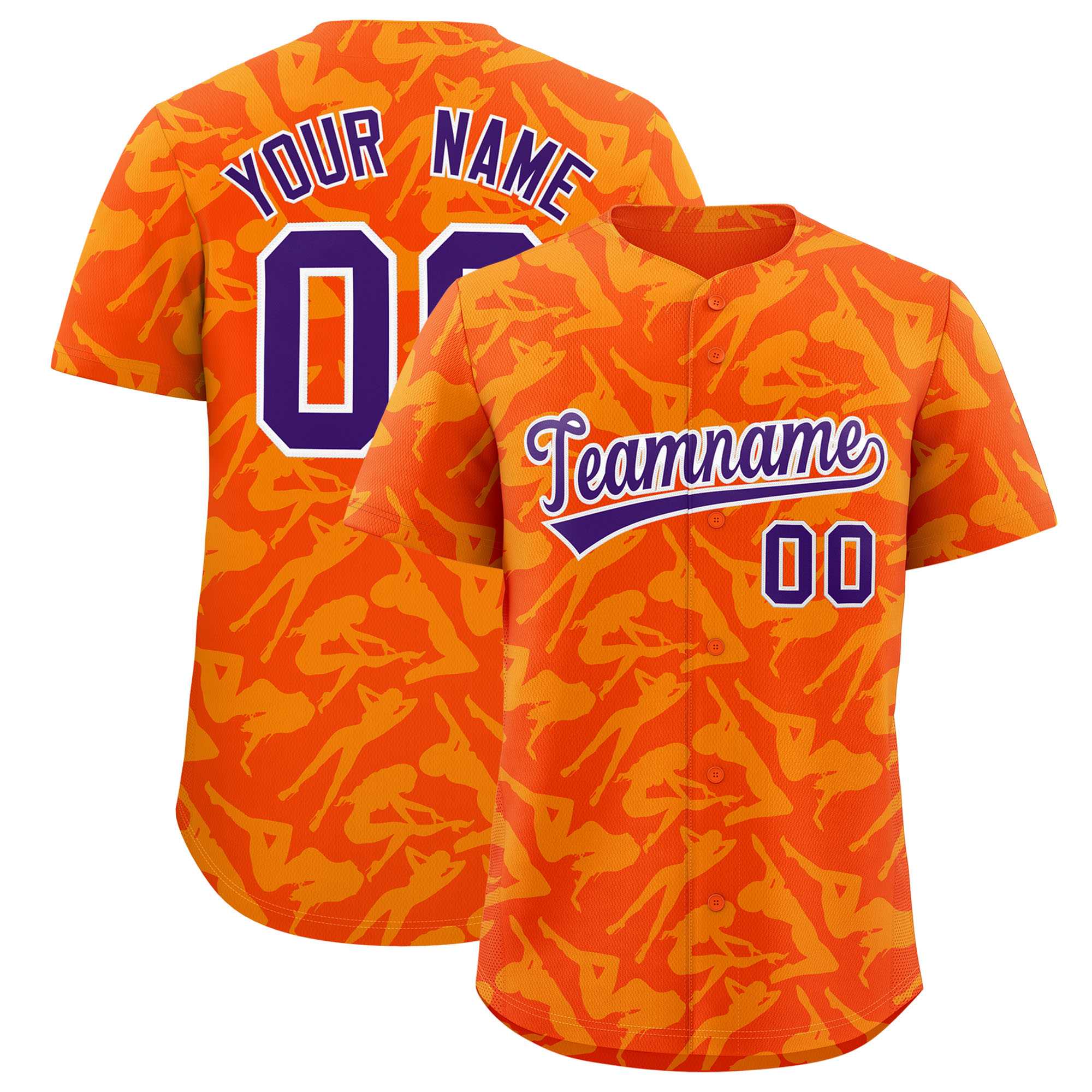 Custom Orange Gold Playboy Graffiti Pattern Authentic Baseball Jersey