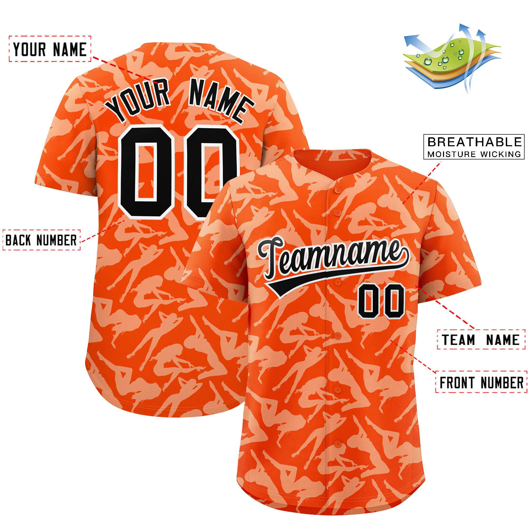 Custom Orange White Playboy Graffiti Pattern Authentic Baseball Jersey