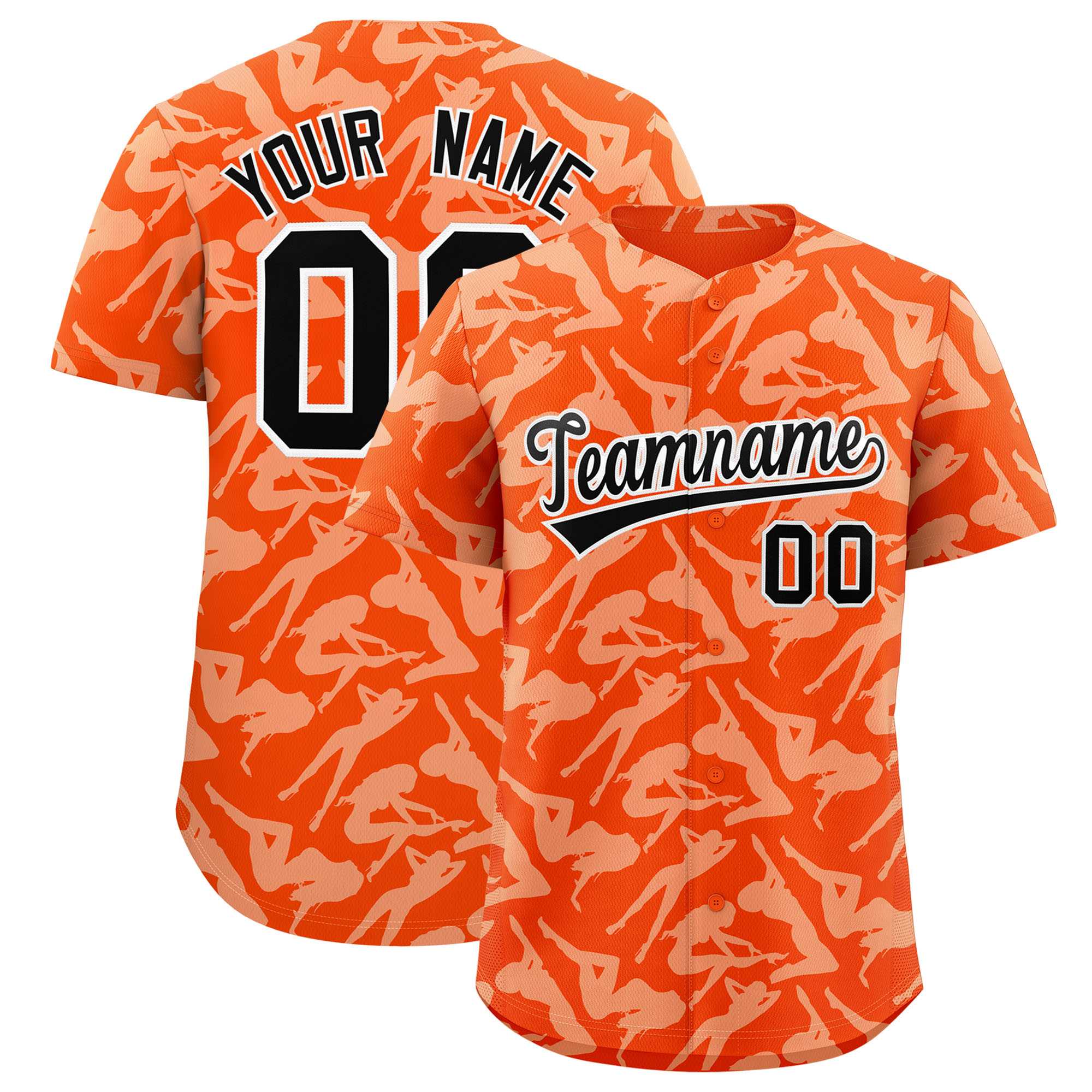 Custom Orange White Playboy Graffiti Pattern Authentic Baseball Jersey