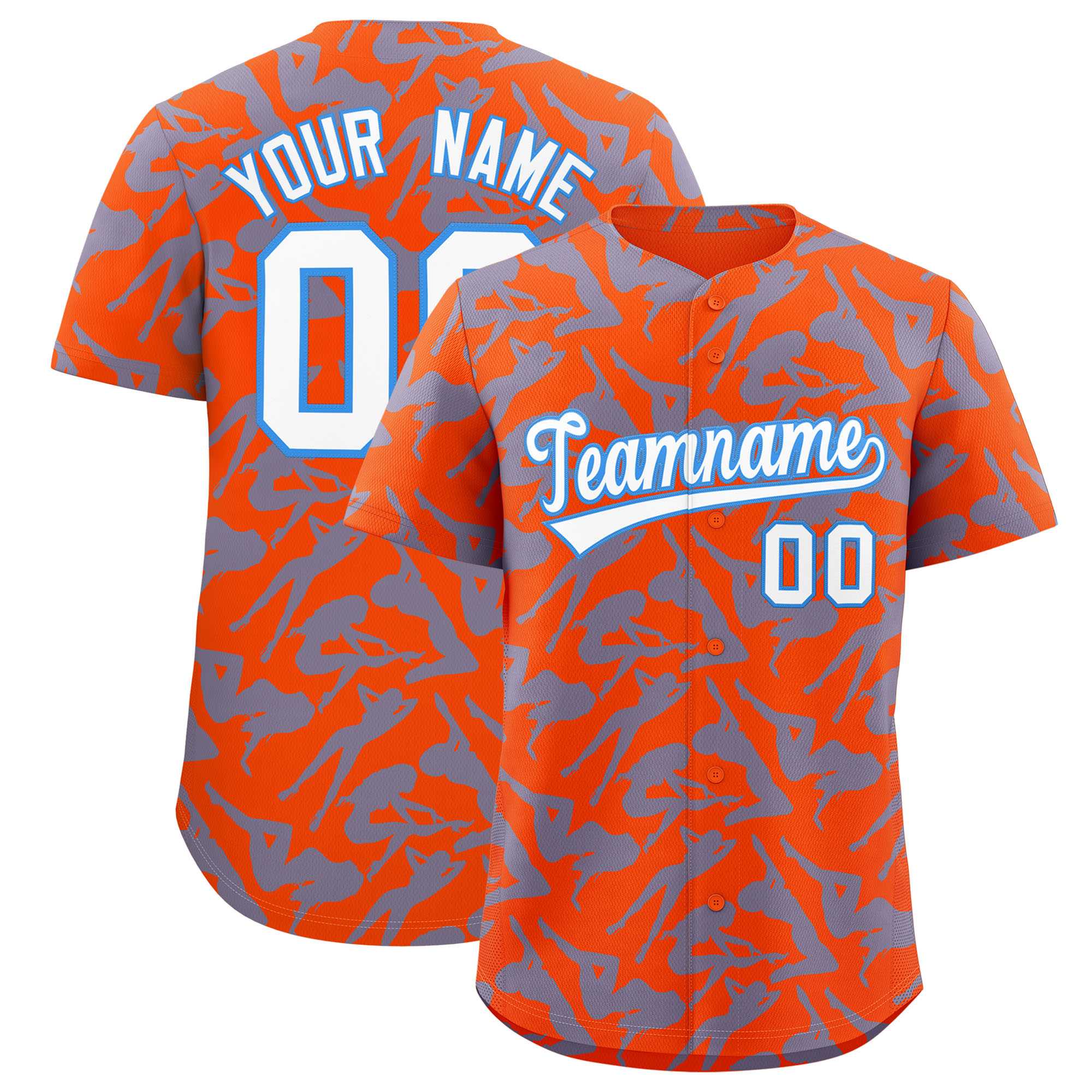 Custom Orange Light Blue Playboy Graffiti Pattern Authentic Baseball Jersey