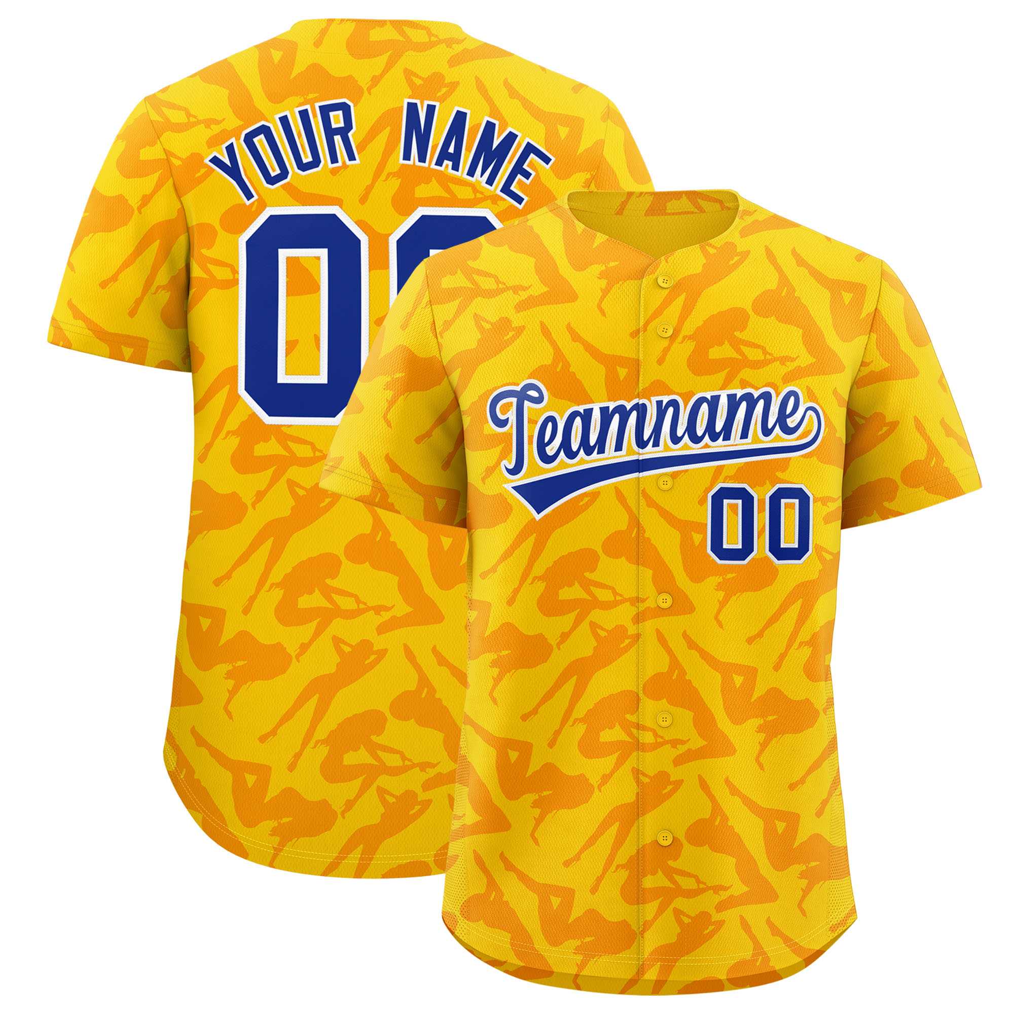 Custom Gold Orange Playboy Graffiti Pattern Authentic Baseball Jersey