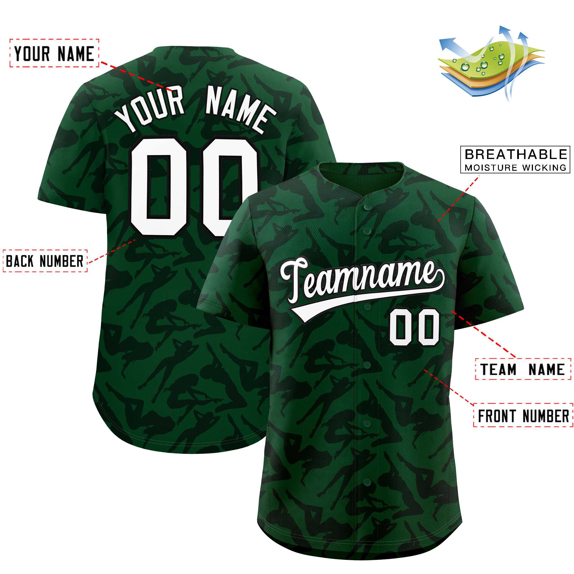 Custom Green Black Playboy Graffiti Pattern Authentic Baseball Jersey