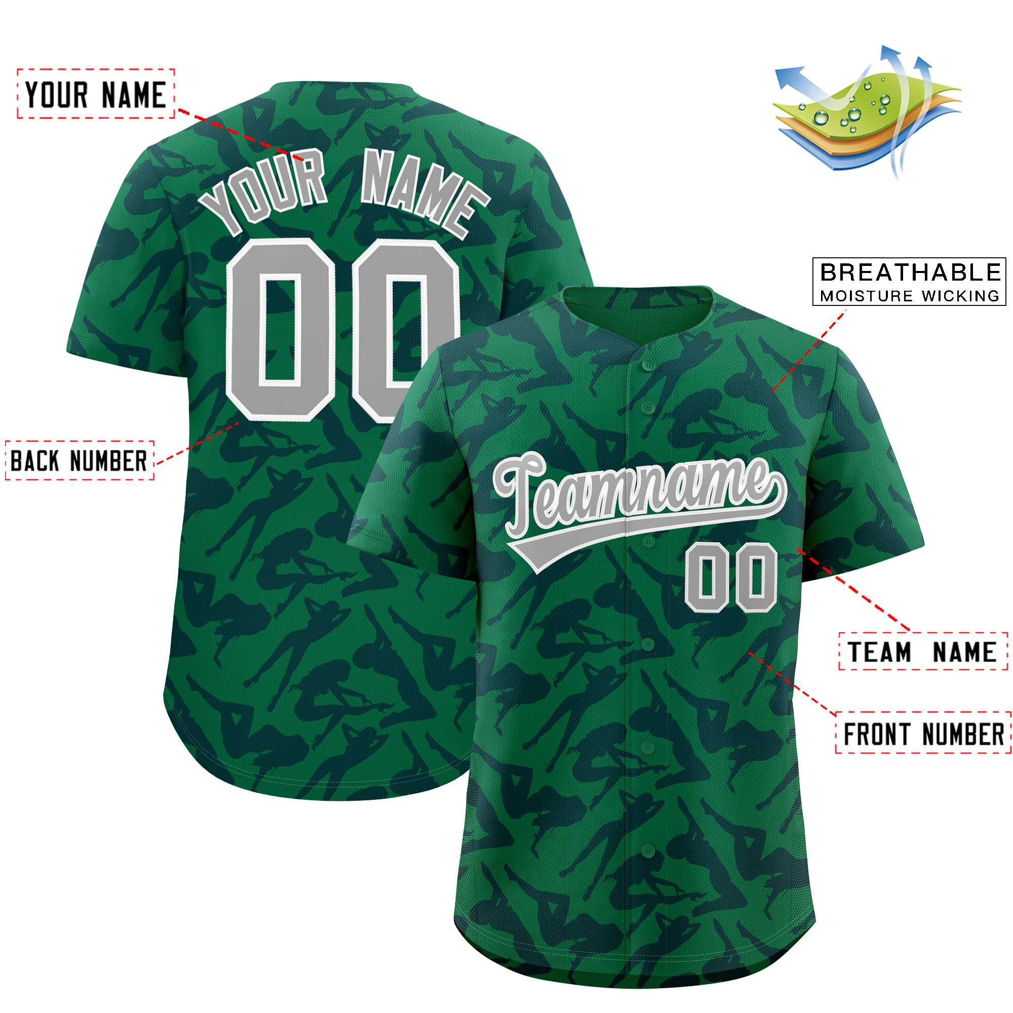 Custom Kelly Green Navy Playboy Graffiti Pattern Authentic Baseball Jersey