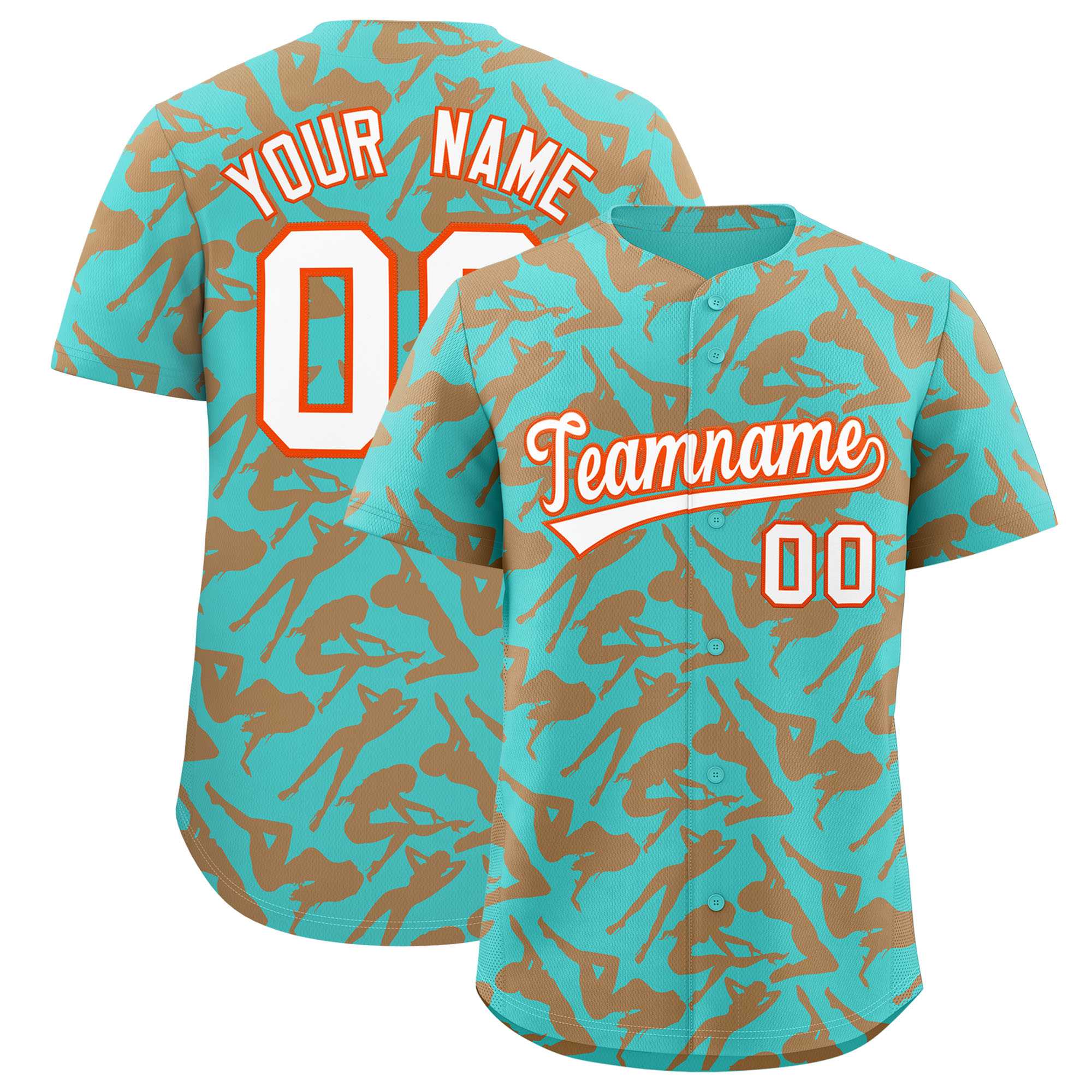 Custom Bright Green Orange Playboy Graffiti Pattern Authentic Baseball Jersey